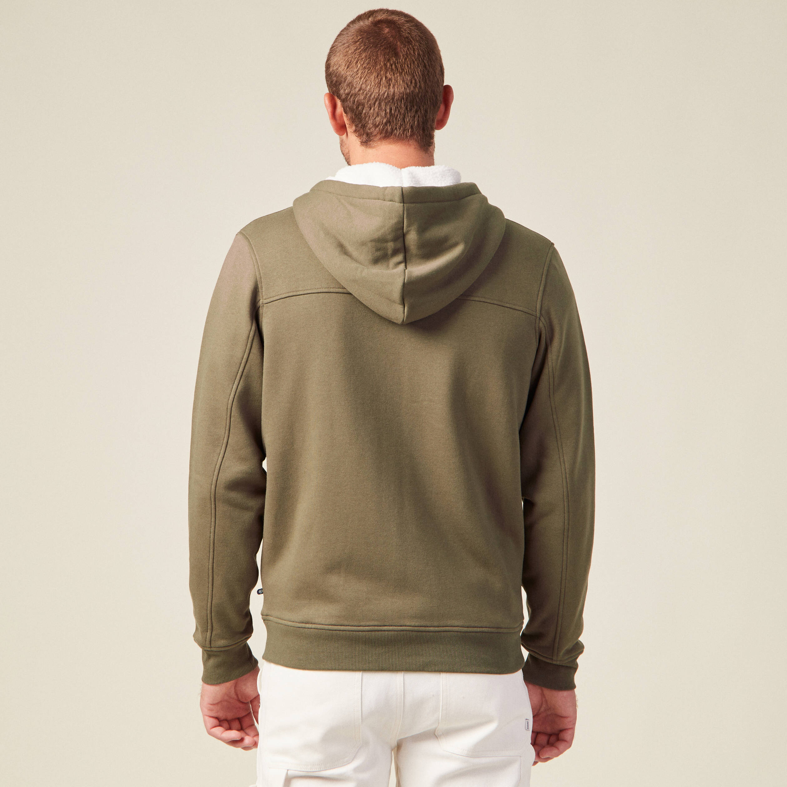 Sweat zippé à capuche taupe homme