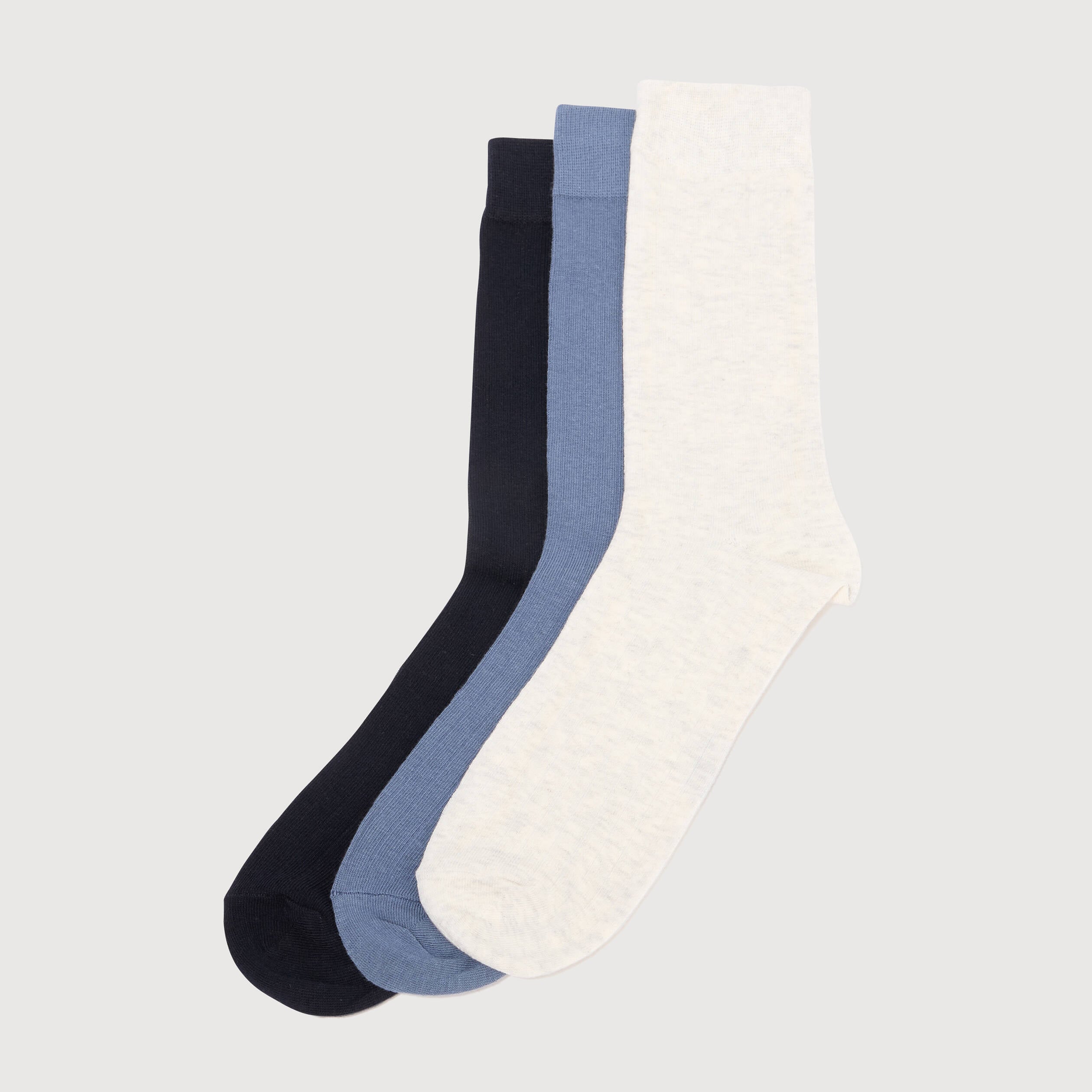 Lot de 3 paires chaussettes hautes bleu gris homme