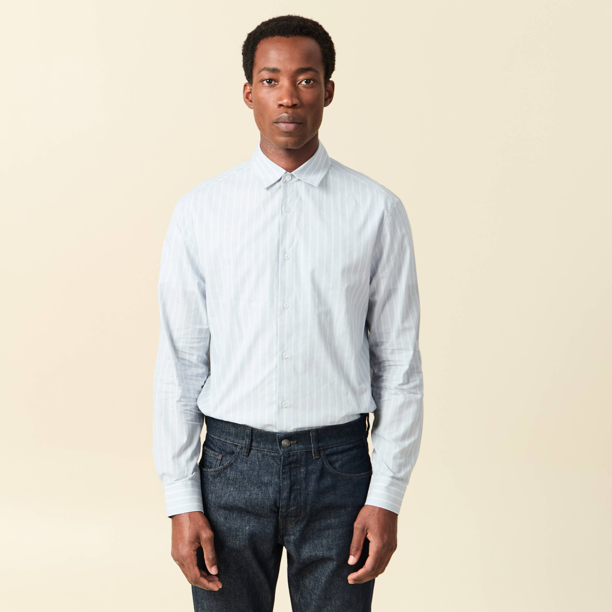 Chemise boyfriend en coton bleu clair homme