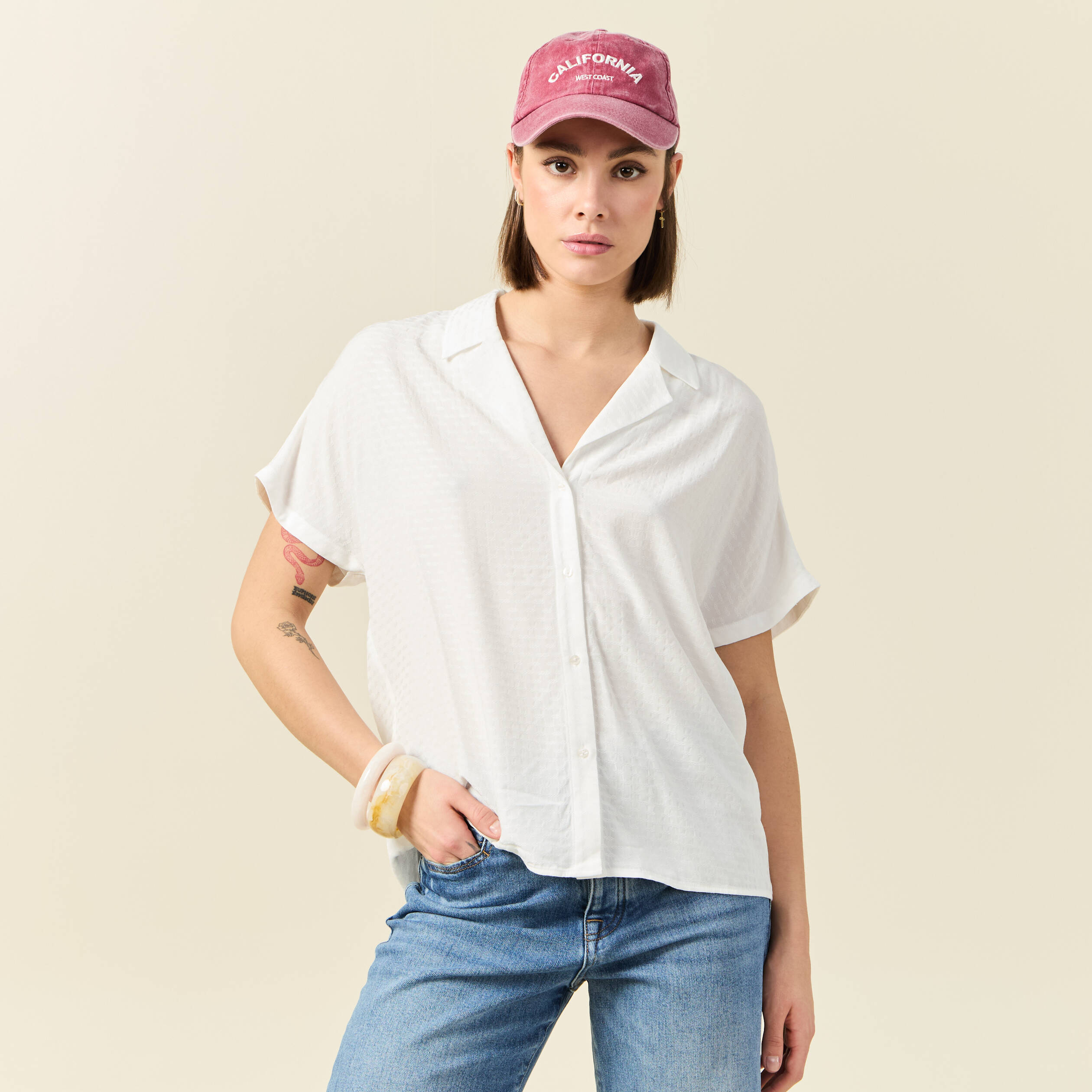 chemise manches courtes ecru femme Chemise manches courtes ecru femme