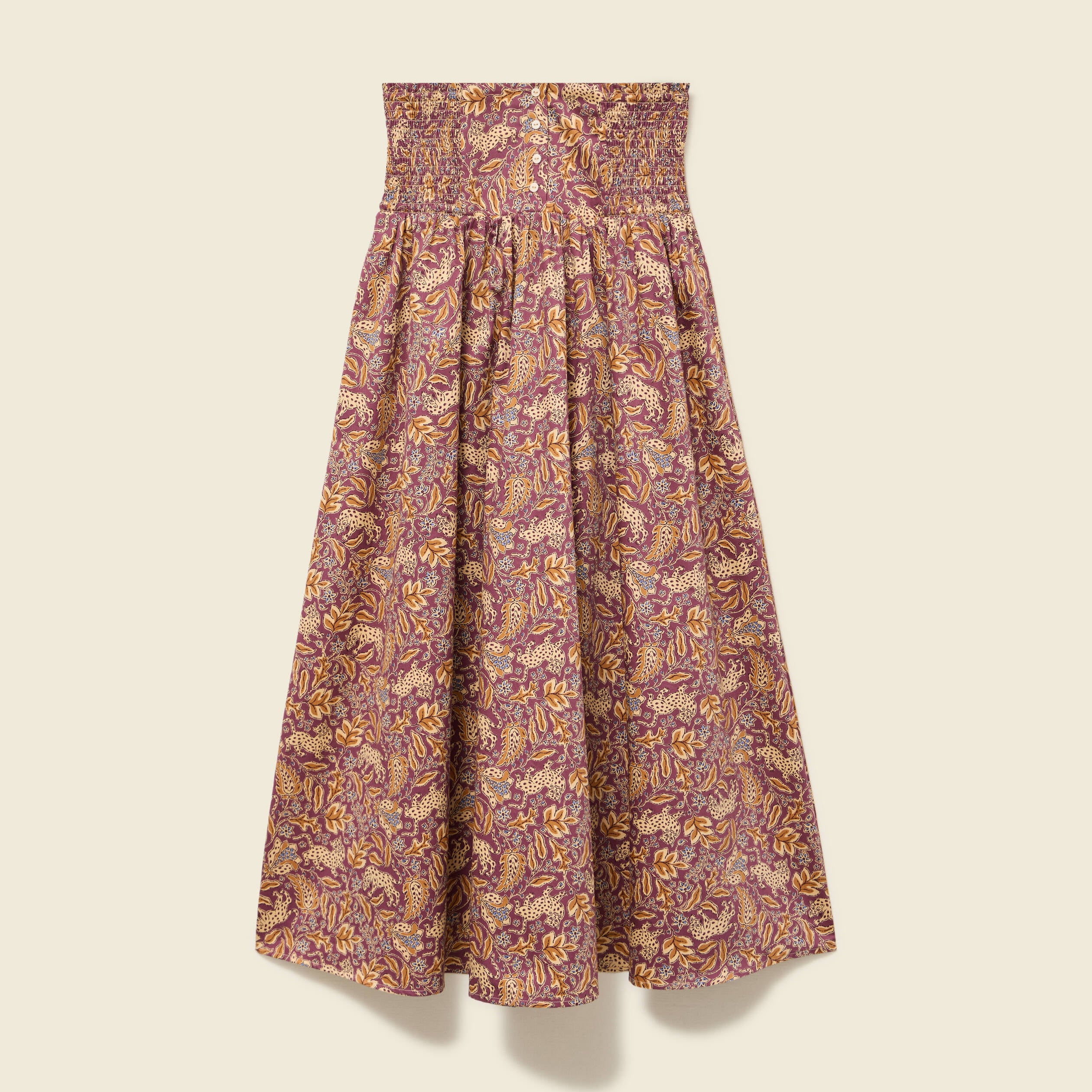 Jupe longue &eacute;vas&eacute;e en coton beige moyen femme
