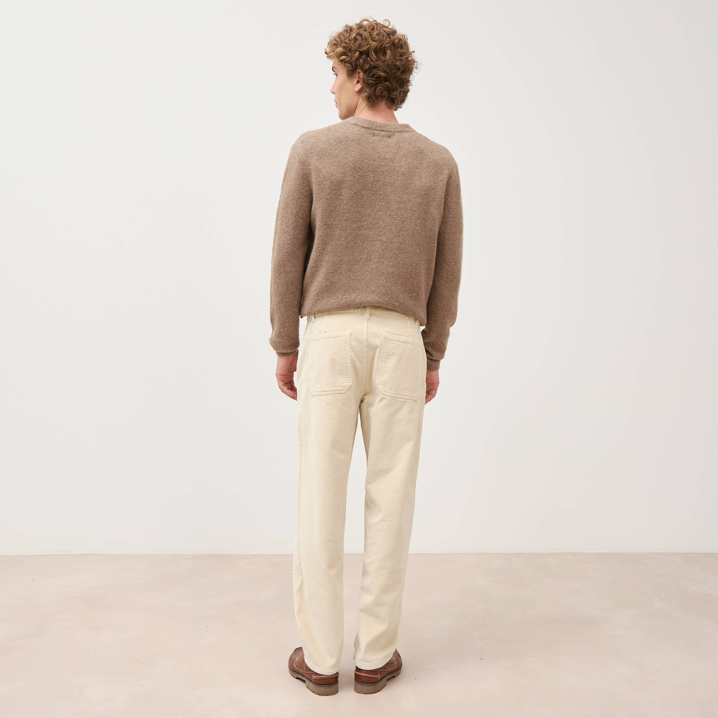 Pantalon droit en velours longueur 32 sable homme