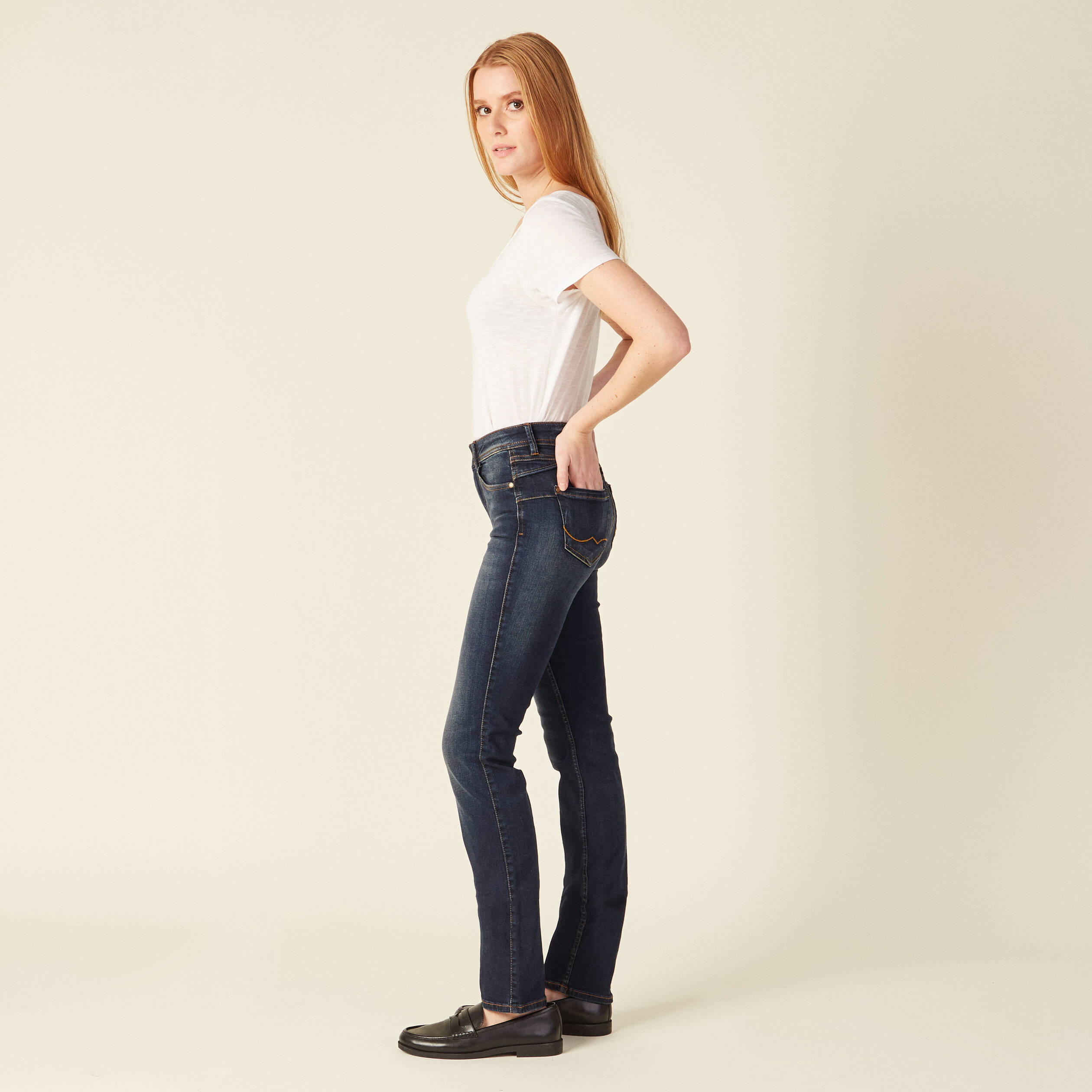 jeans demi regular taille haute denim brut femme Jeans Demi - regular taille haute denim brut femme