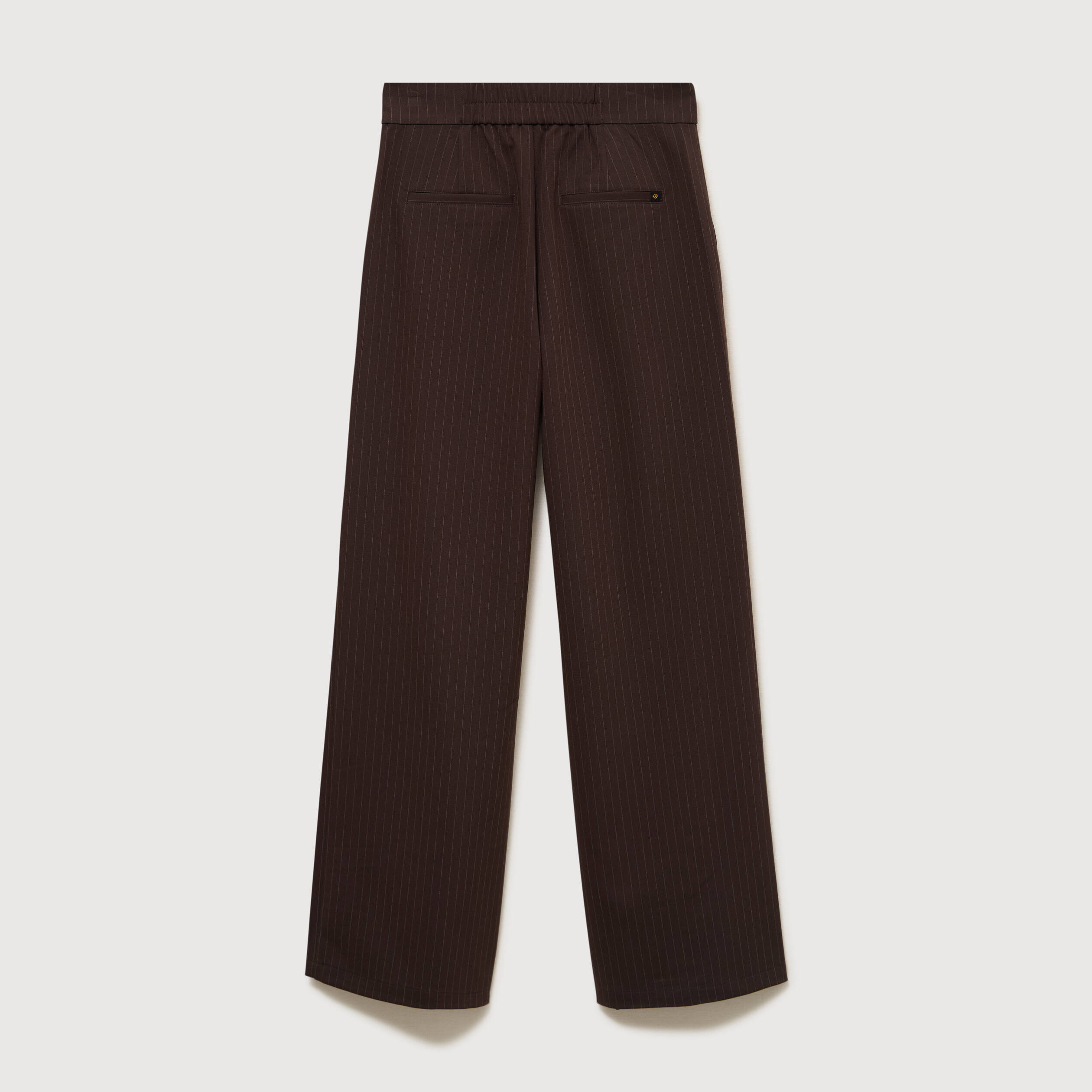 Pantalon large taille haute fluide marron fonc&eacute; femme