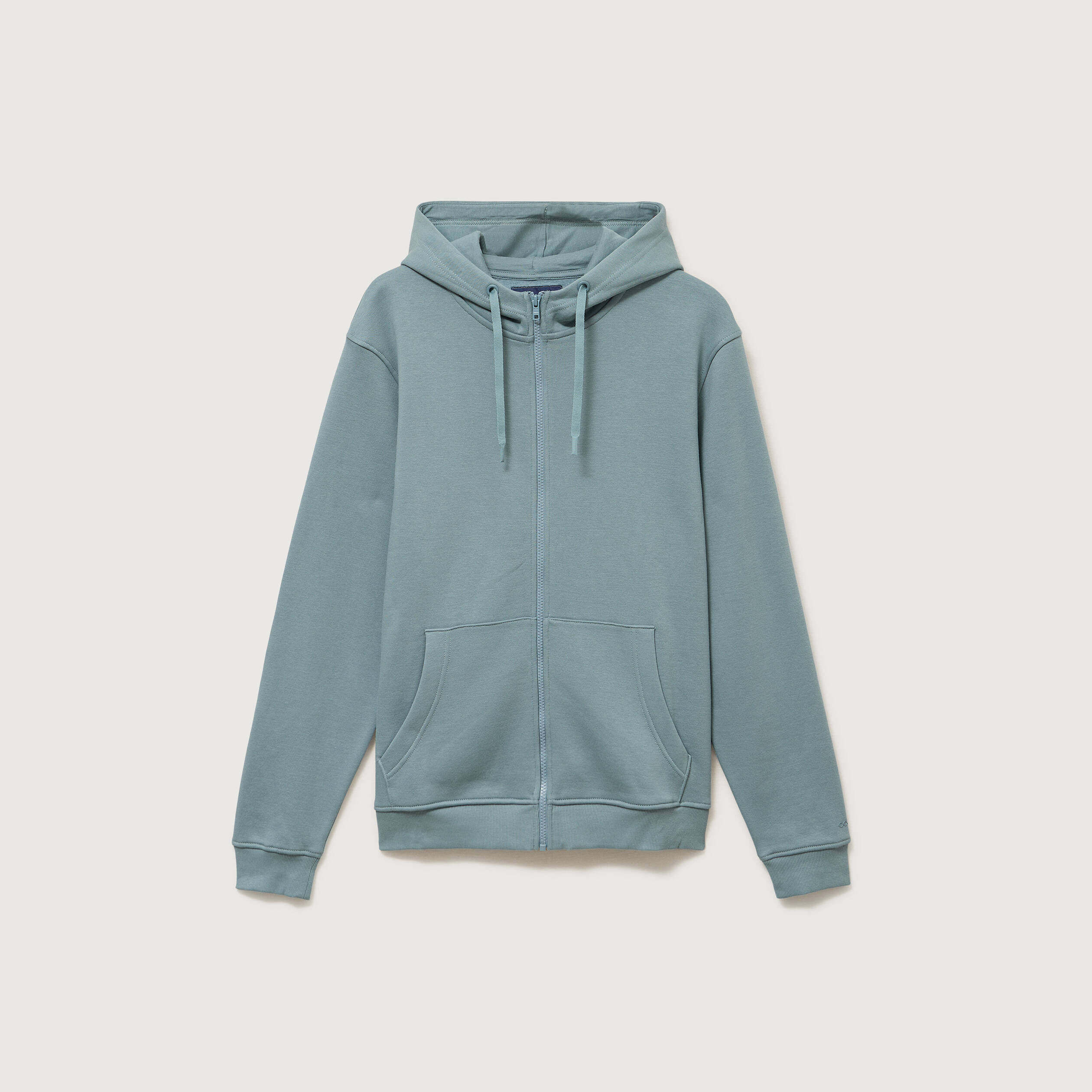 Sweat &agrave; capuche manches longues bleu gris homme