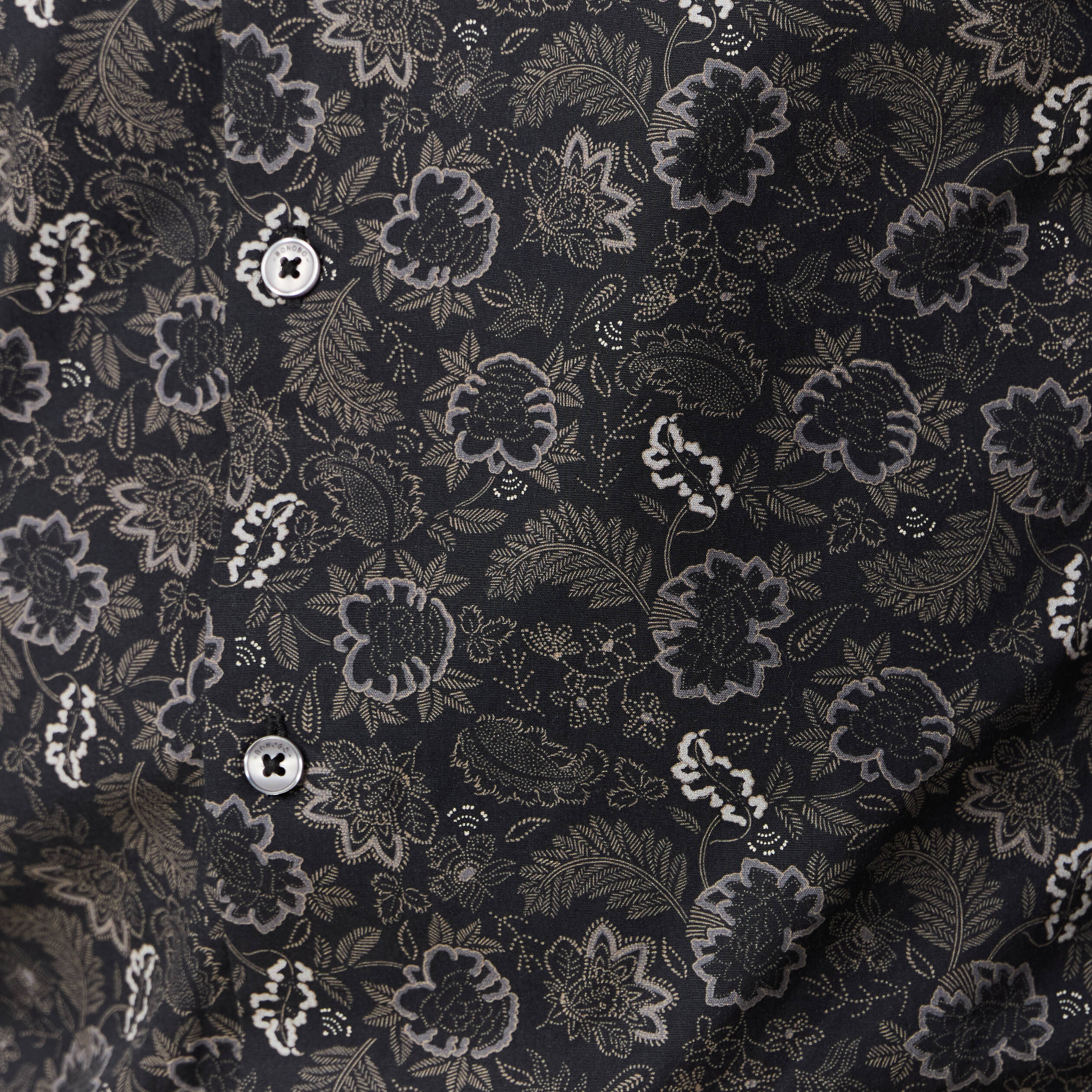 Chemise cintr&eacute;e en coton manches longues noir homme