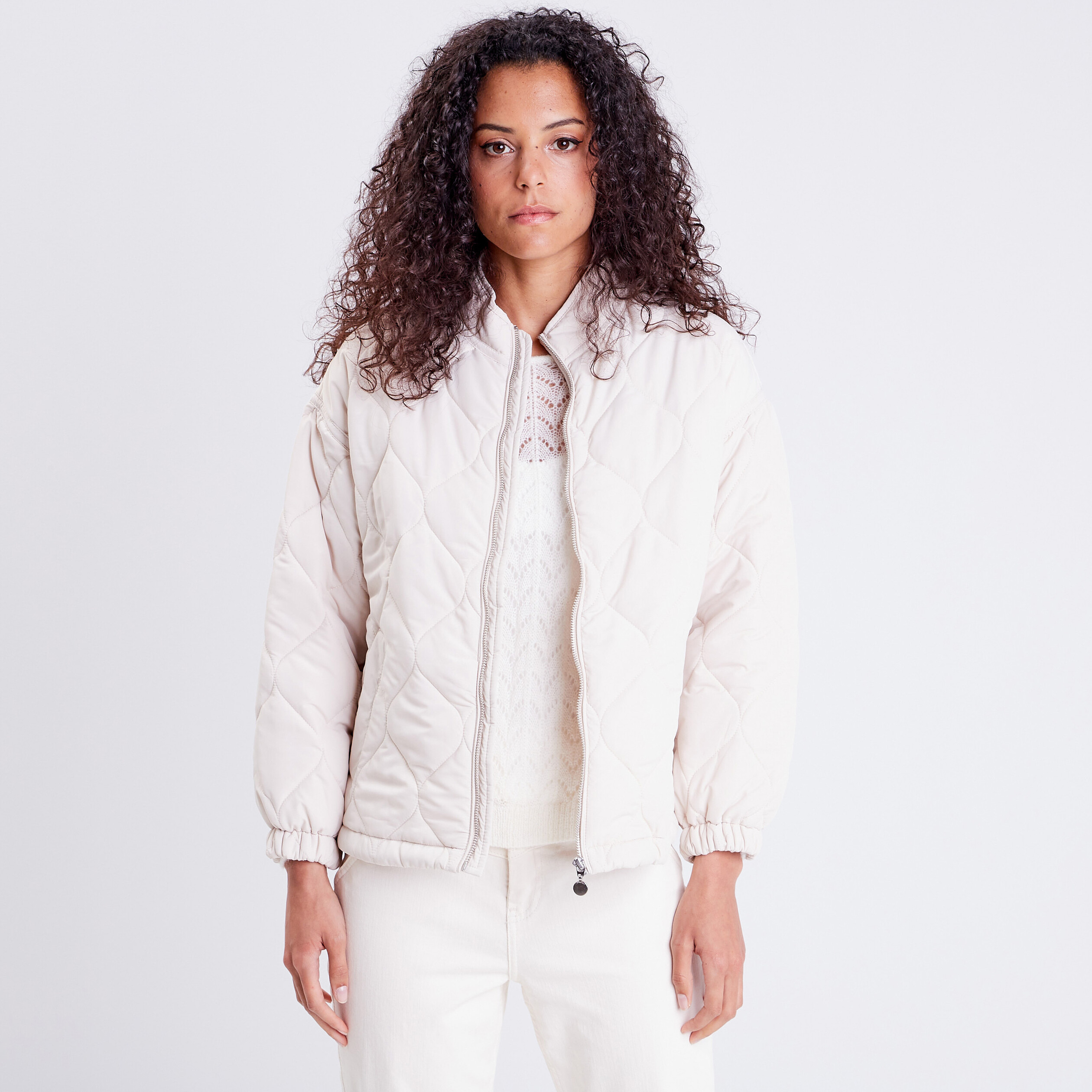 Doudoune ample zipp e creme femme Vibs