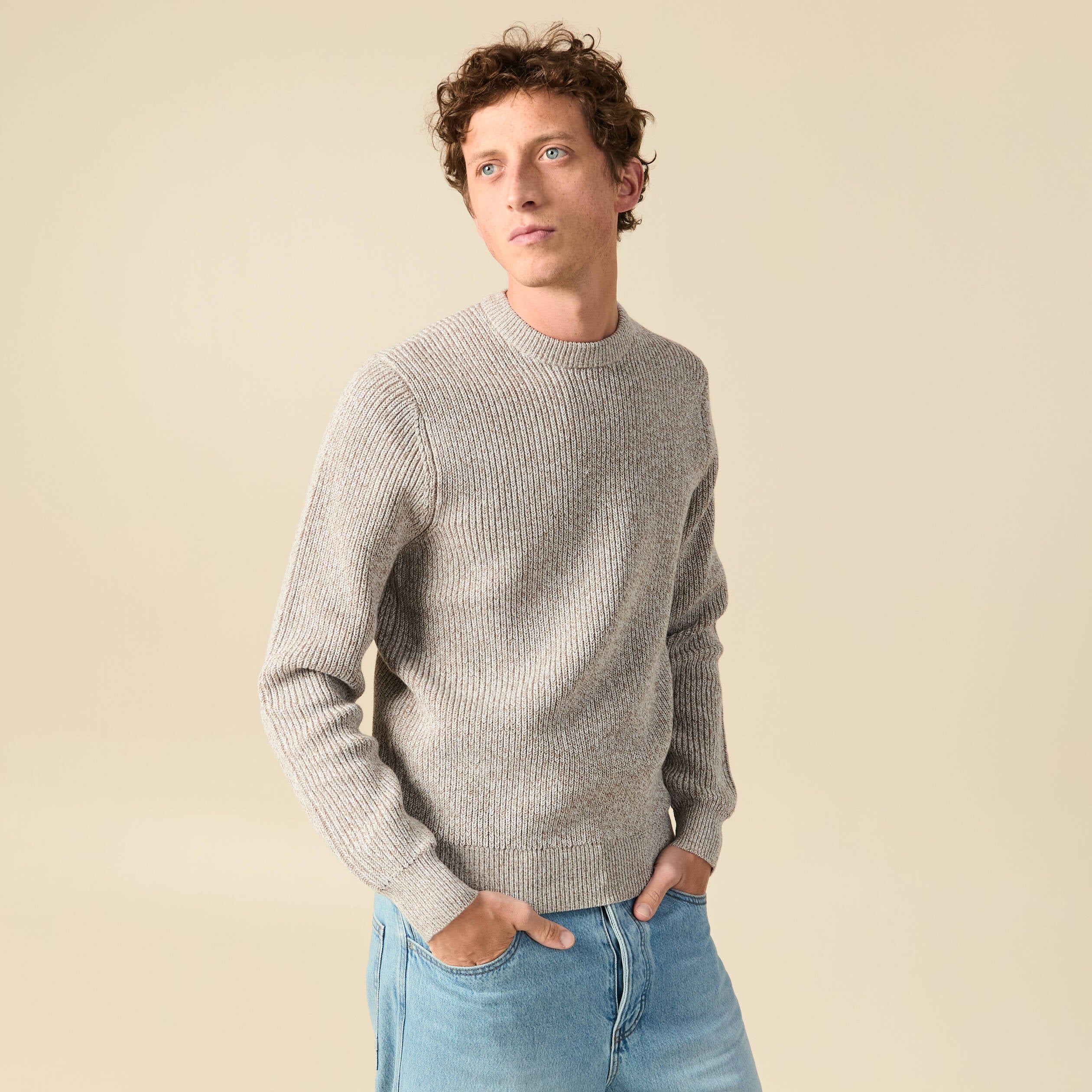 Pull manches longues gris clair homme