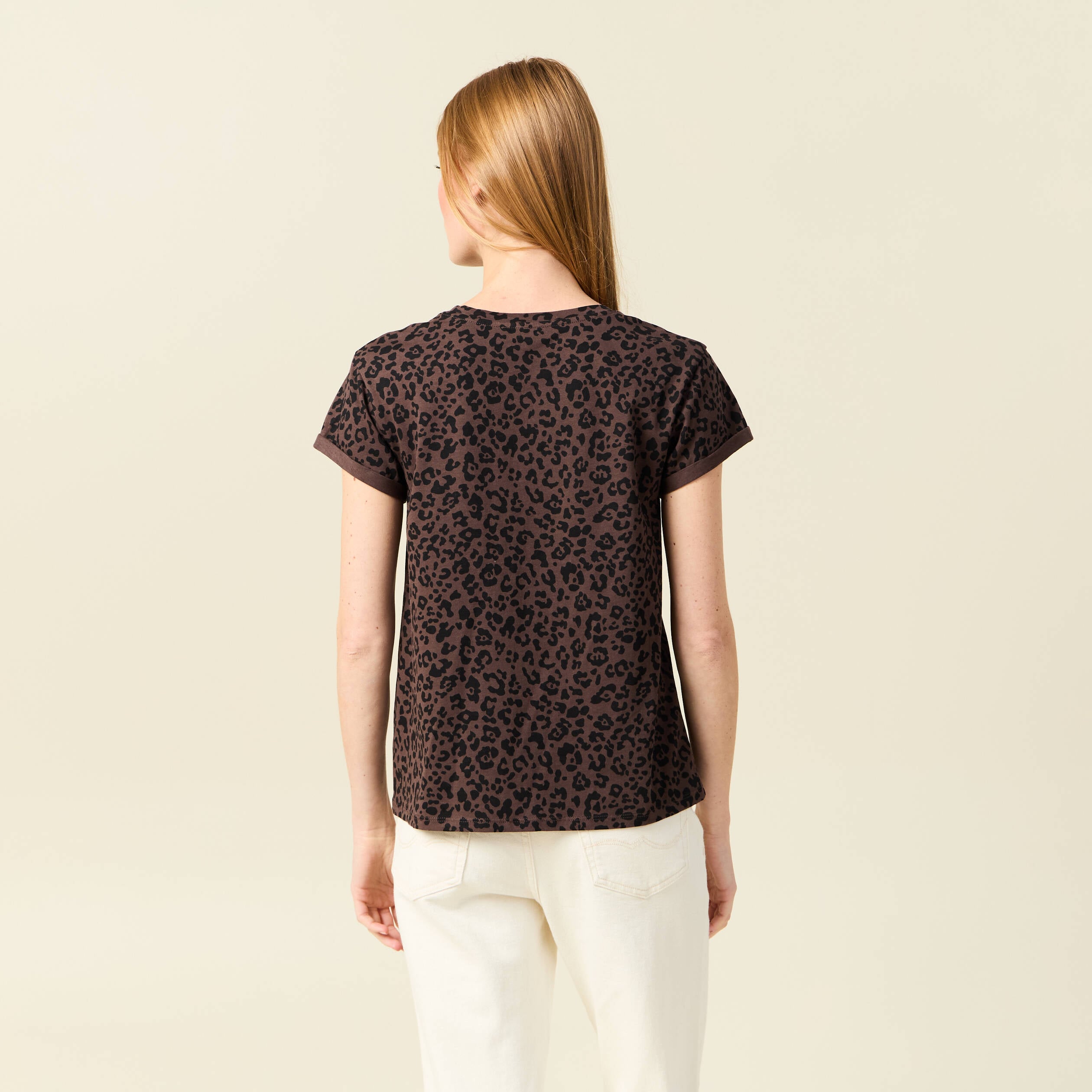 T-shirt manches courtes marron fonc&eacute; femme
