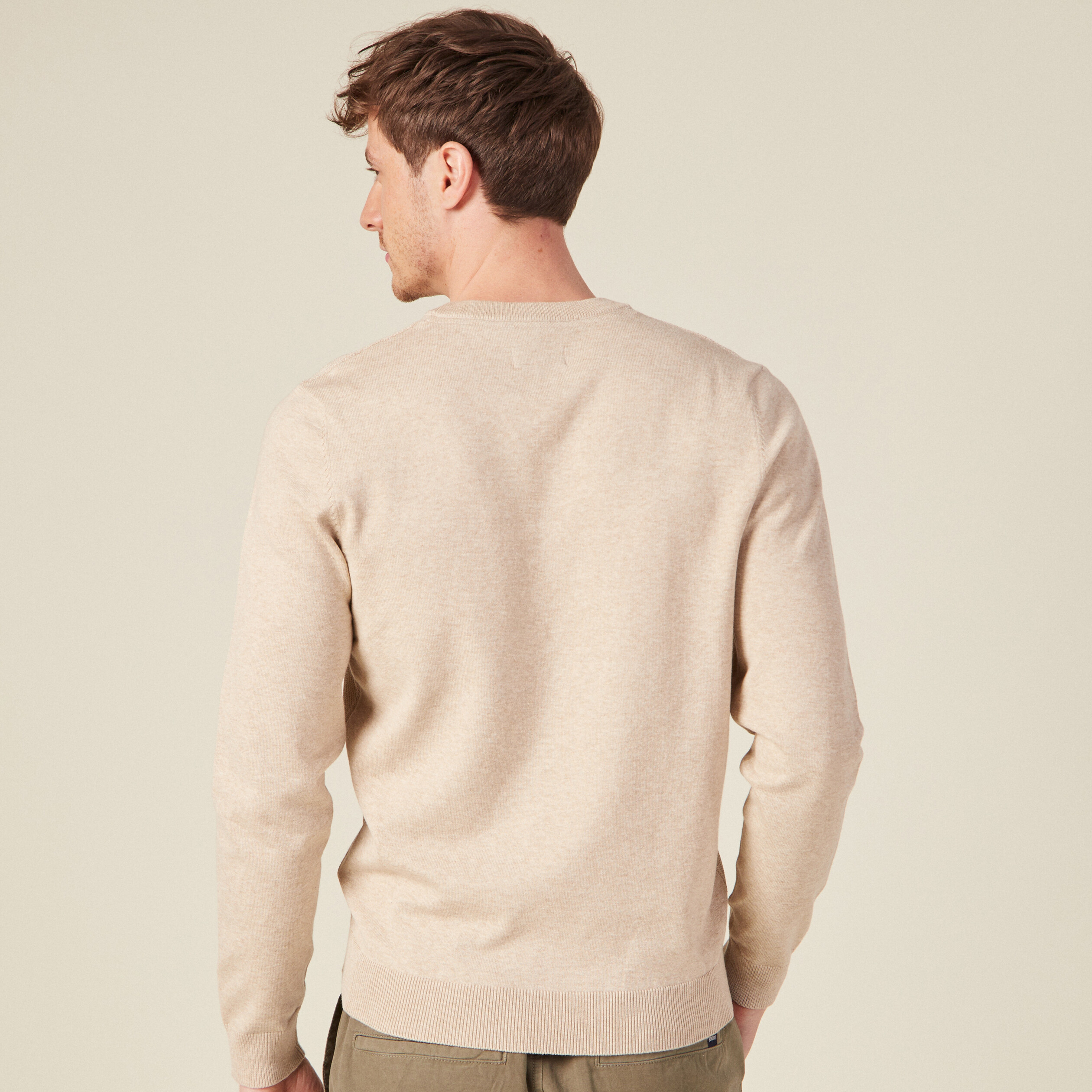 Pull manches longues beige homme