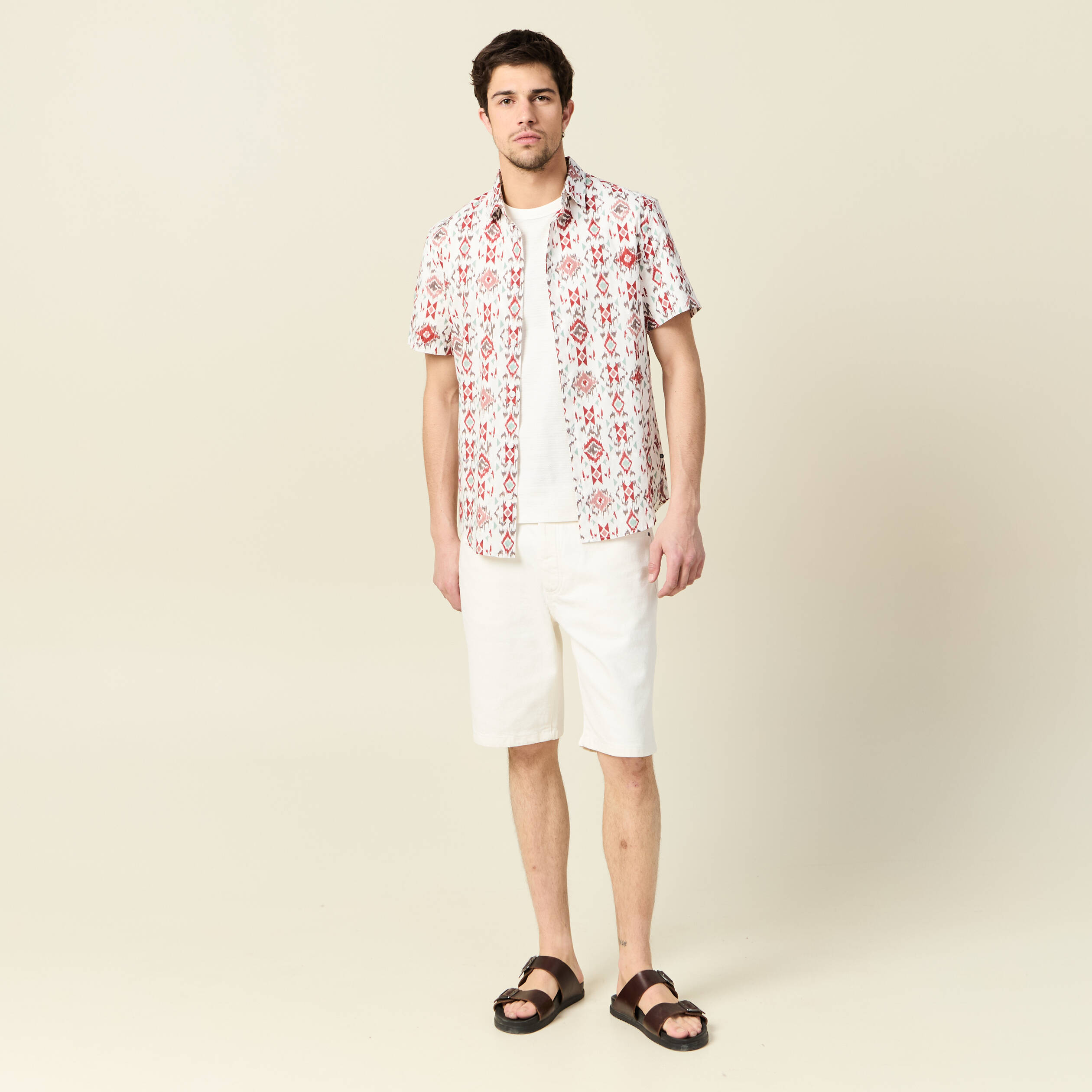 T-shirt manches courtes ecru homme