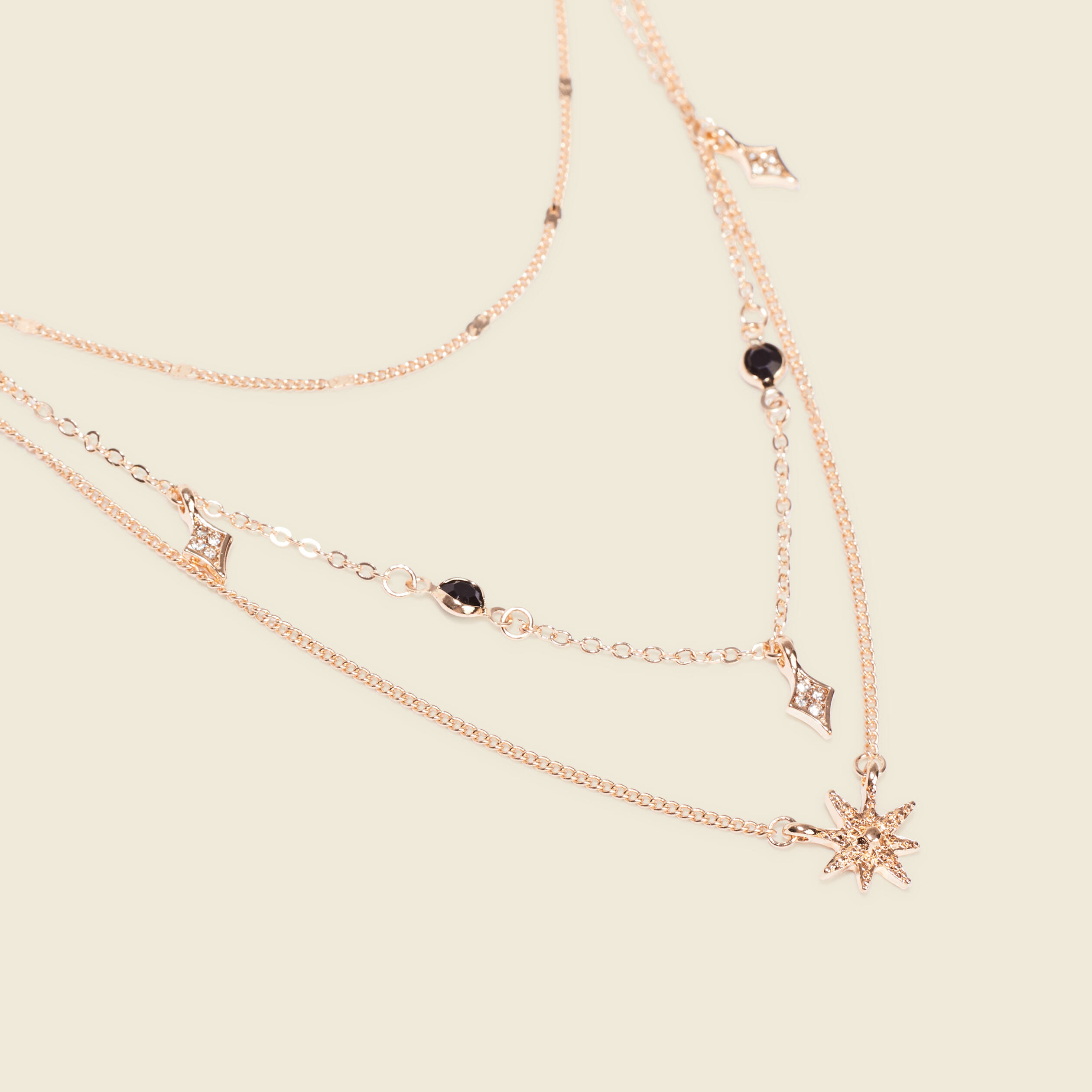 Collier multirangs couleur or femme