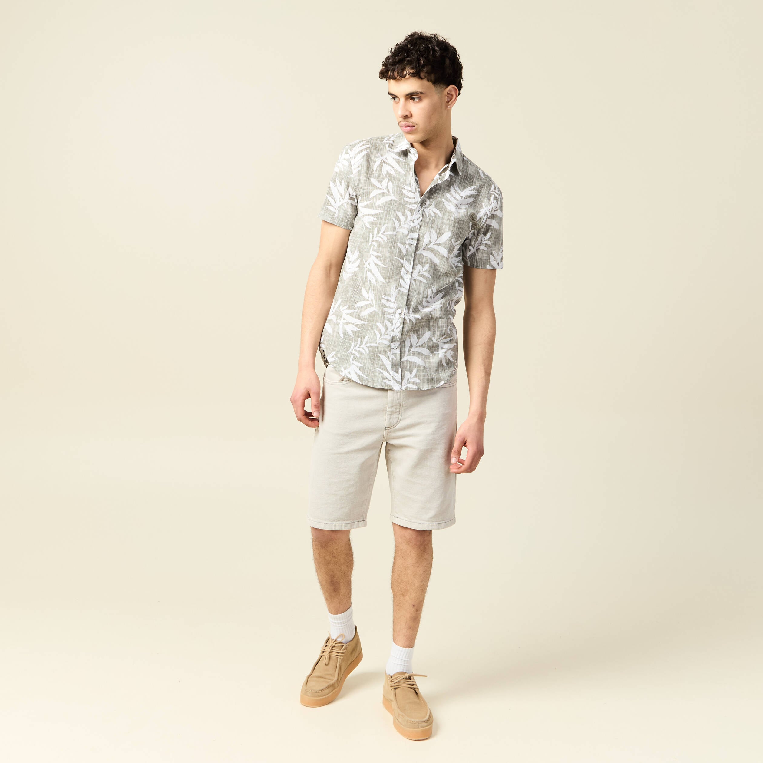 Chemise manches courtes vert kaki homme