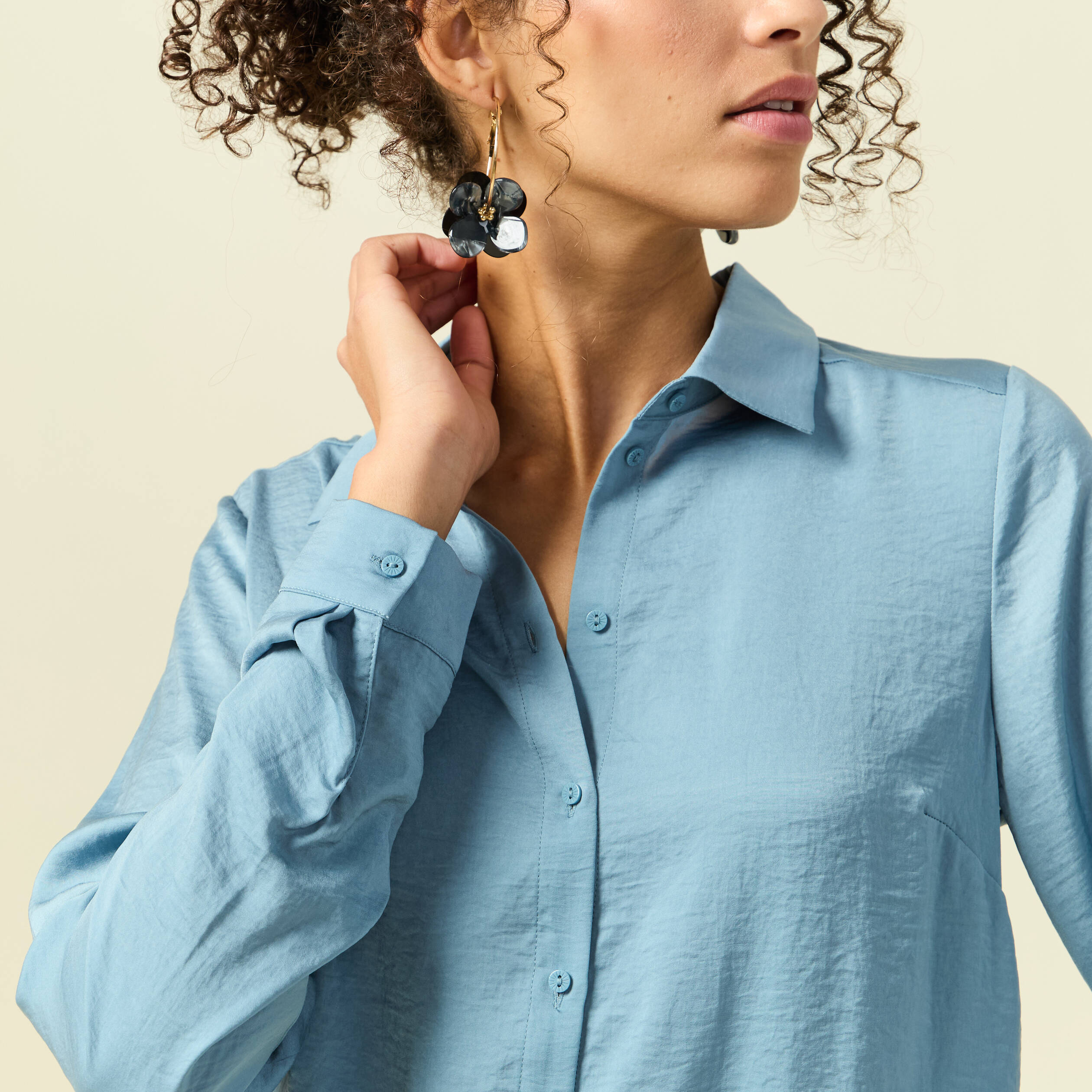 Chemise manches longues gris femme