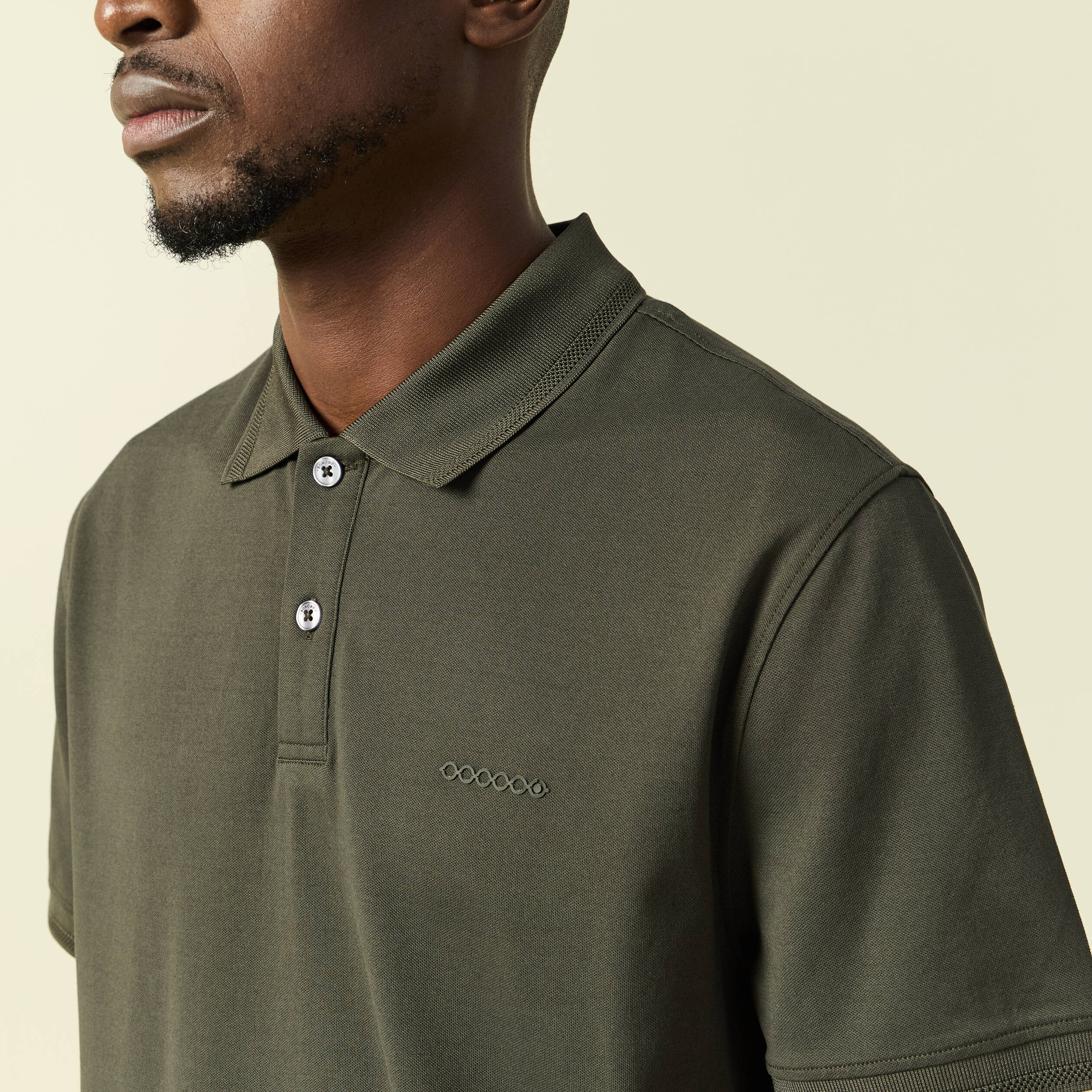 Polo manches courtes vert kaki homme
