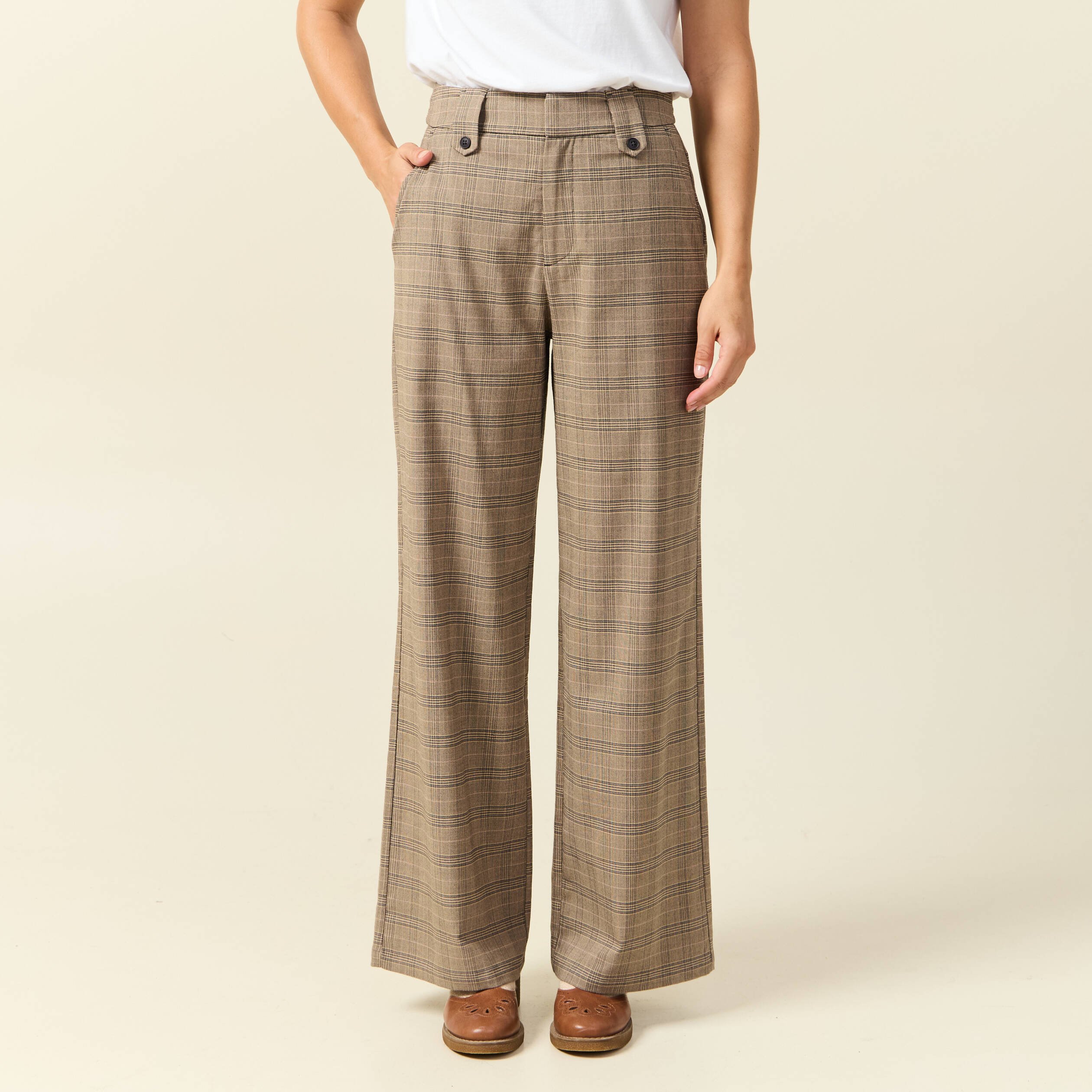 Bréal Pantalon Large Fluide Beige Femme Pantalon Fluide Pantalon