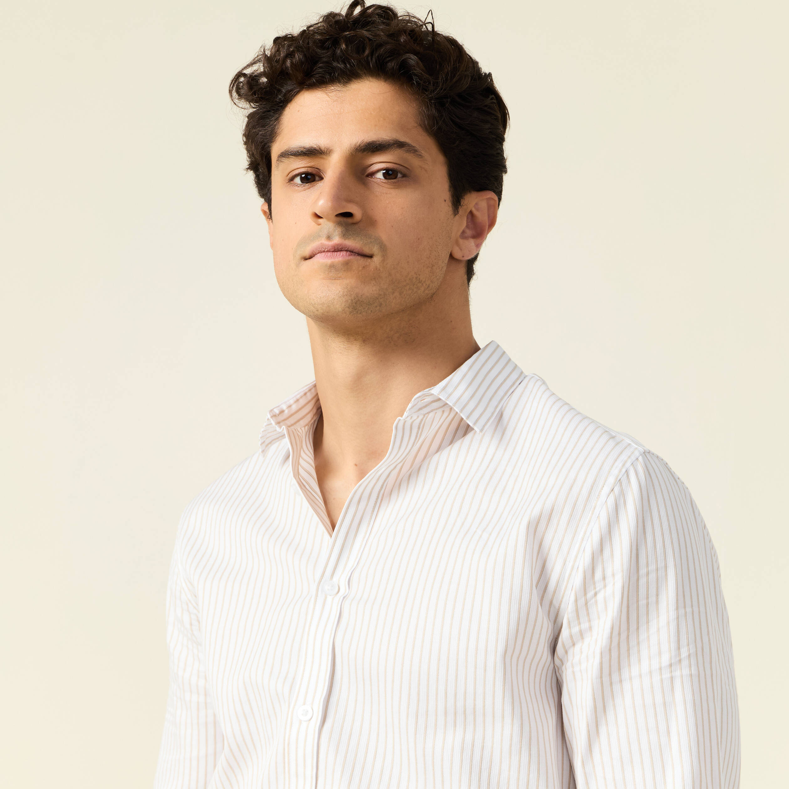 chemise manches longues beige homme Chemise manches longues beige homme