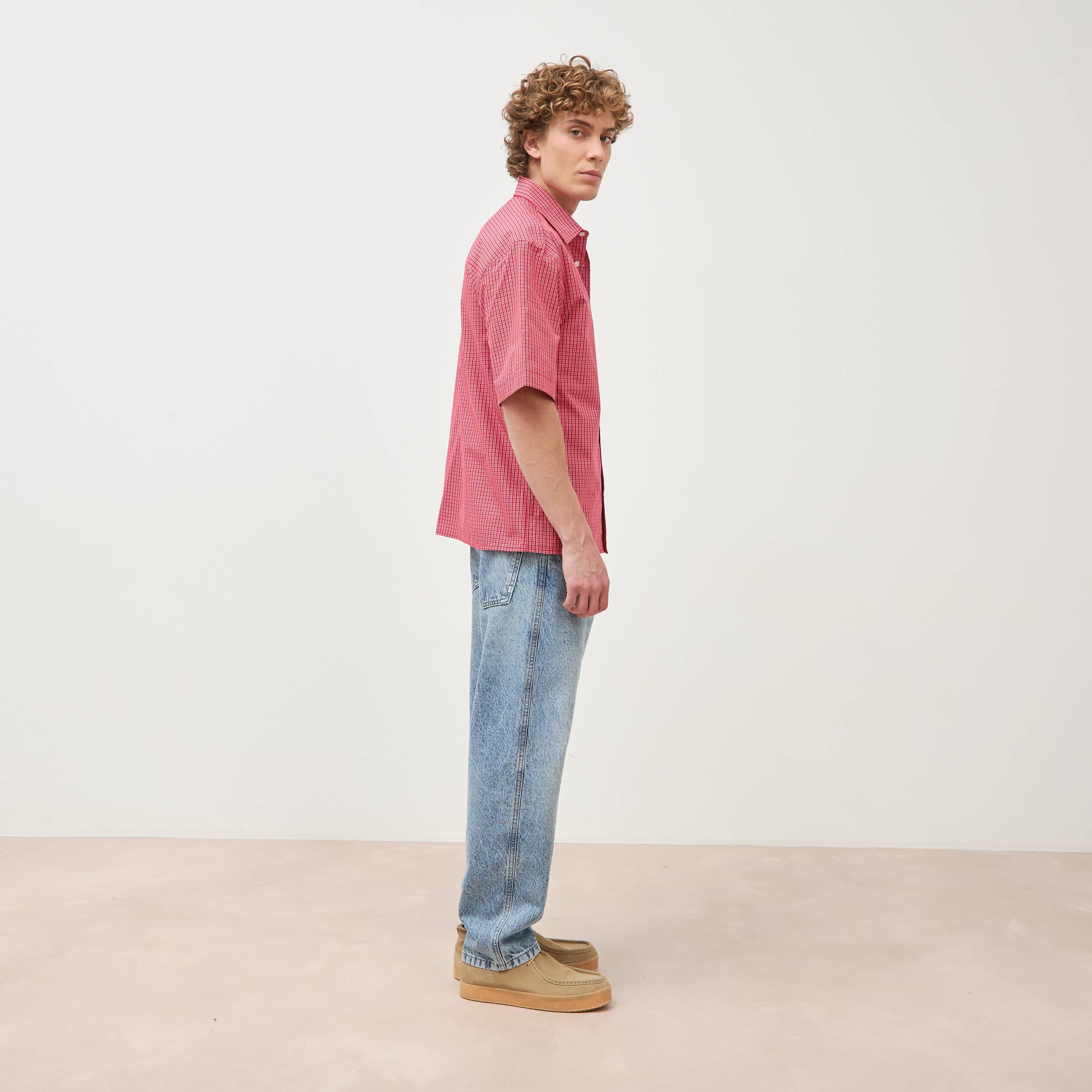 Chemise boyfriend en coton rouge homme
