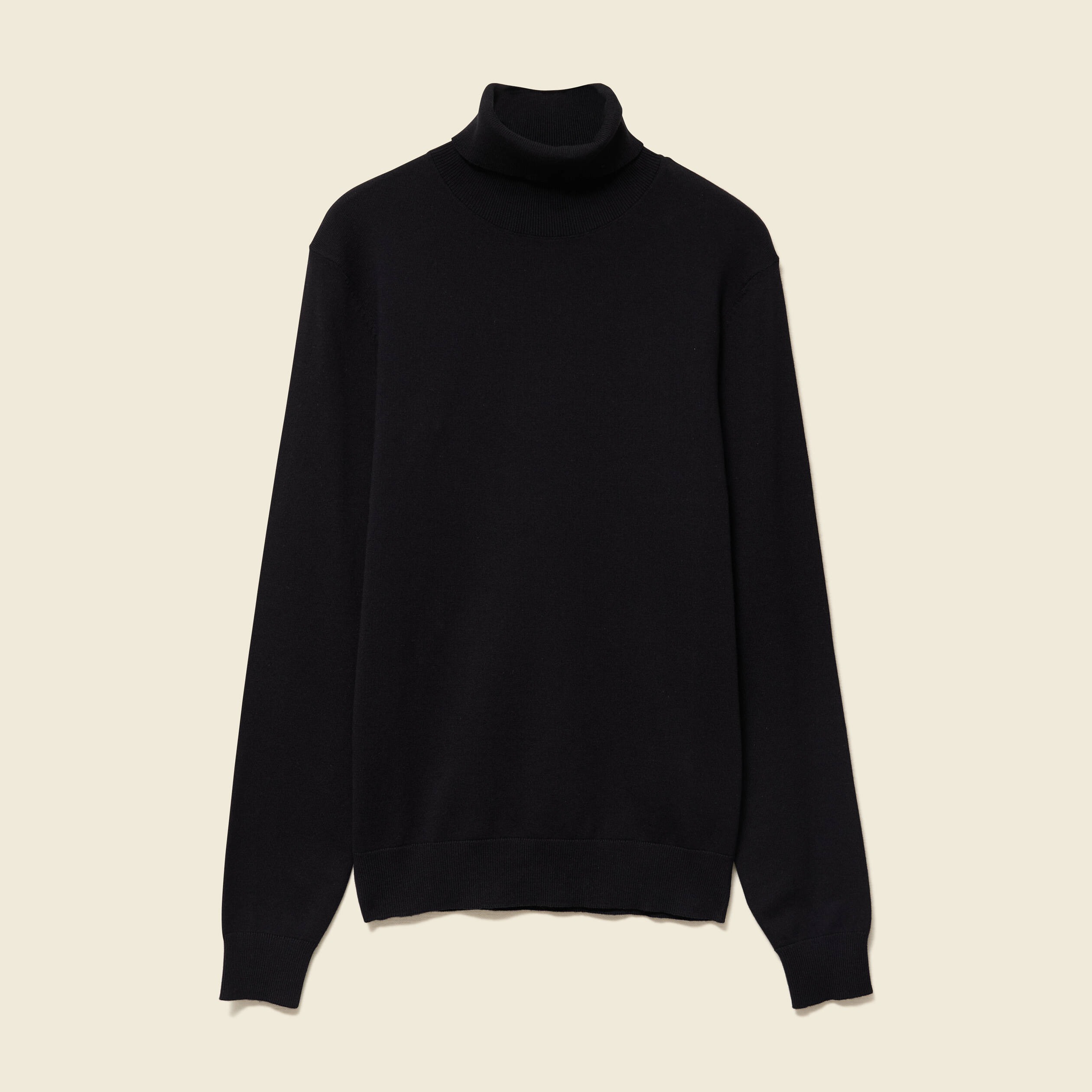 Pull droit court manches longues noir homme