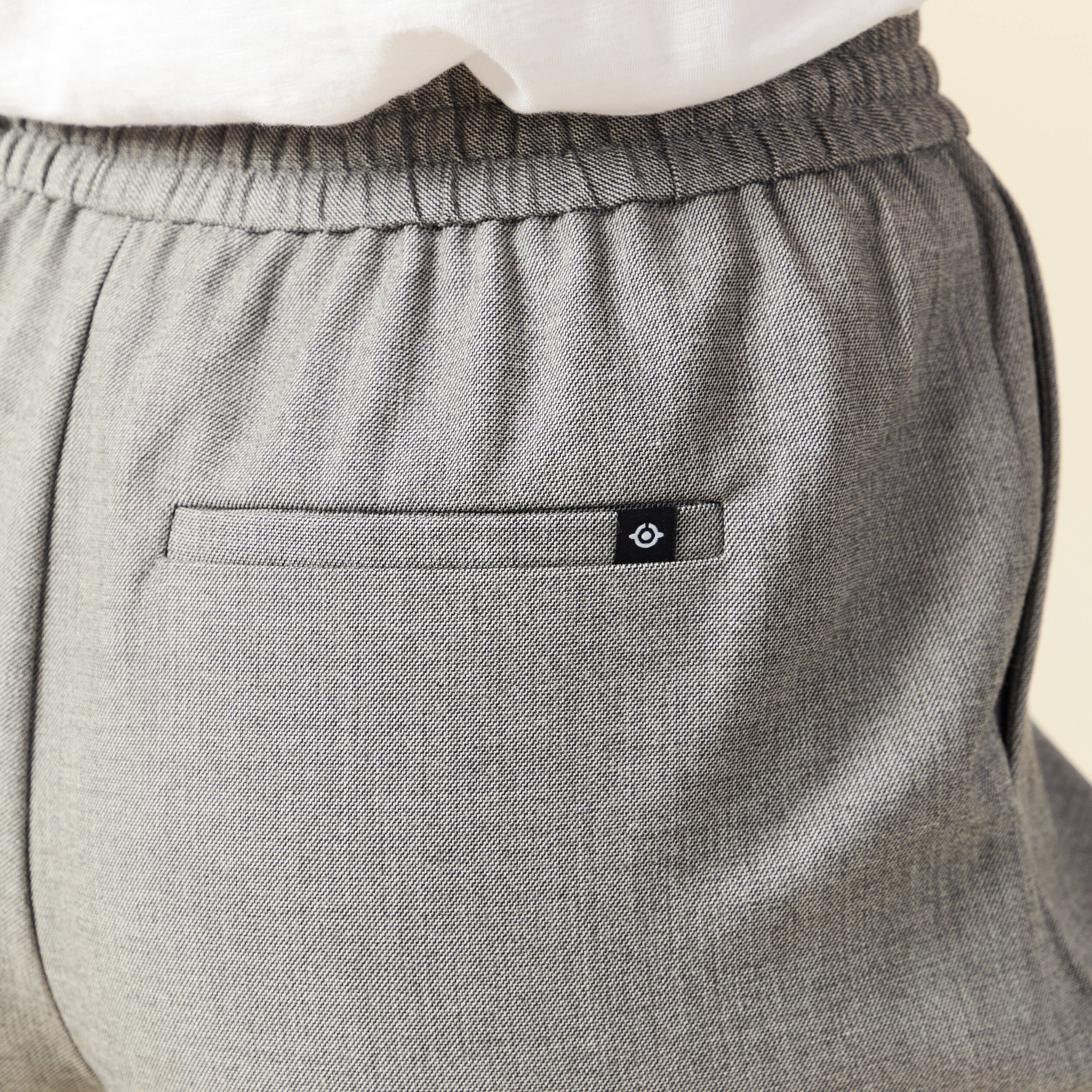 Pantalon taille haute fluide gris clair femme