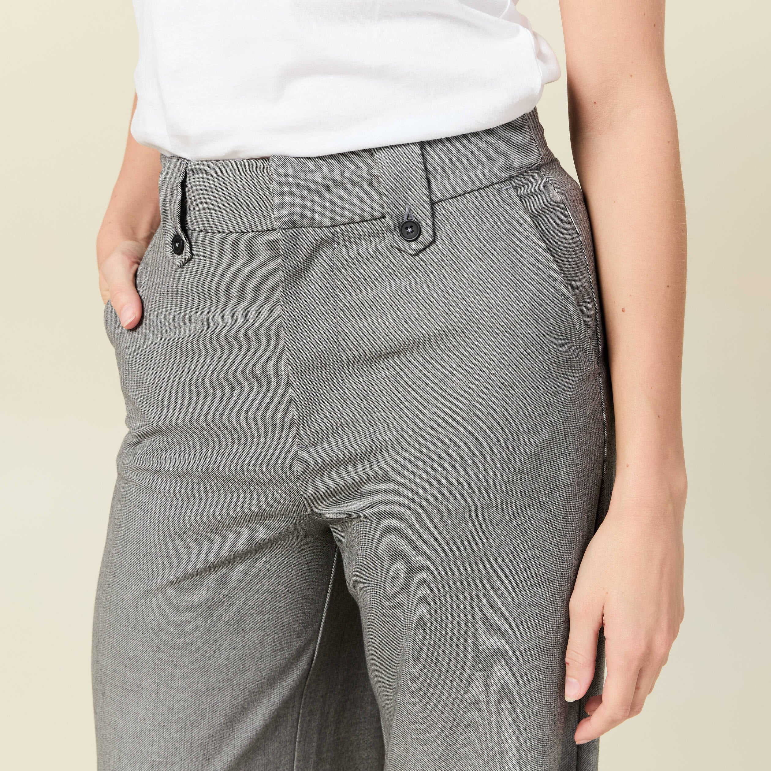 Pantalon large fluide gris femme