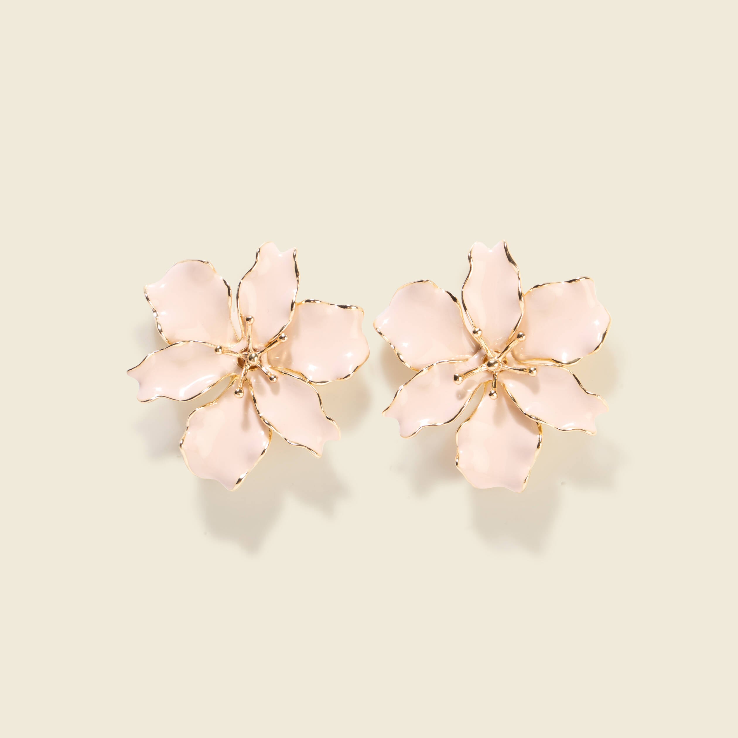 Boucles d'oreilles forme fleur rose champagne femme