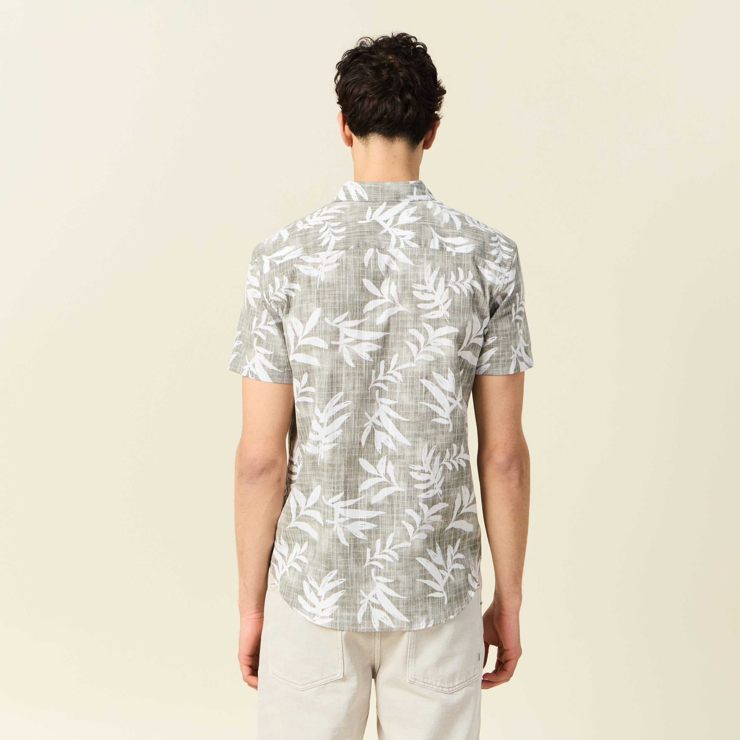 Chemise manches courtes vert kaki homme