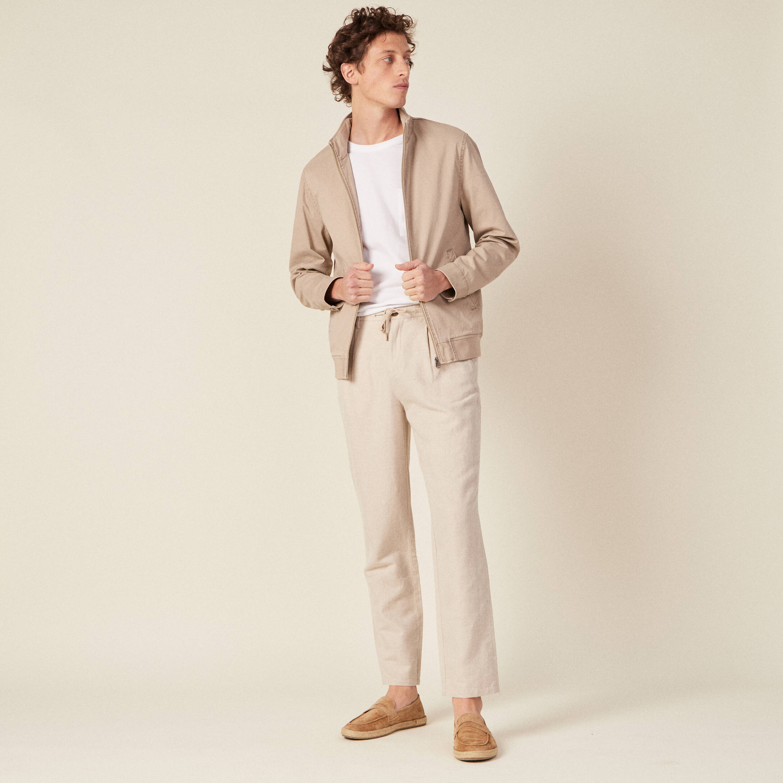 Blouson droit zipp&eacute; sable homme