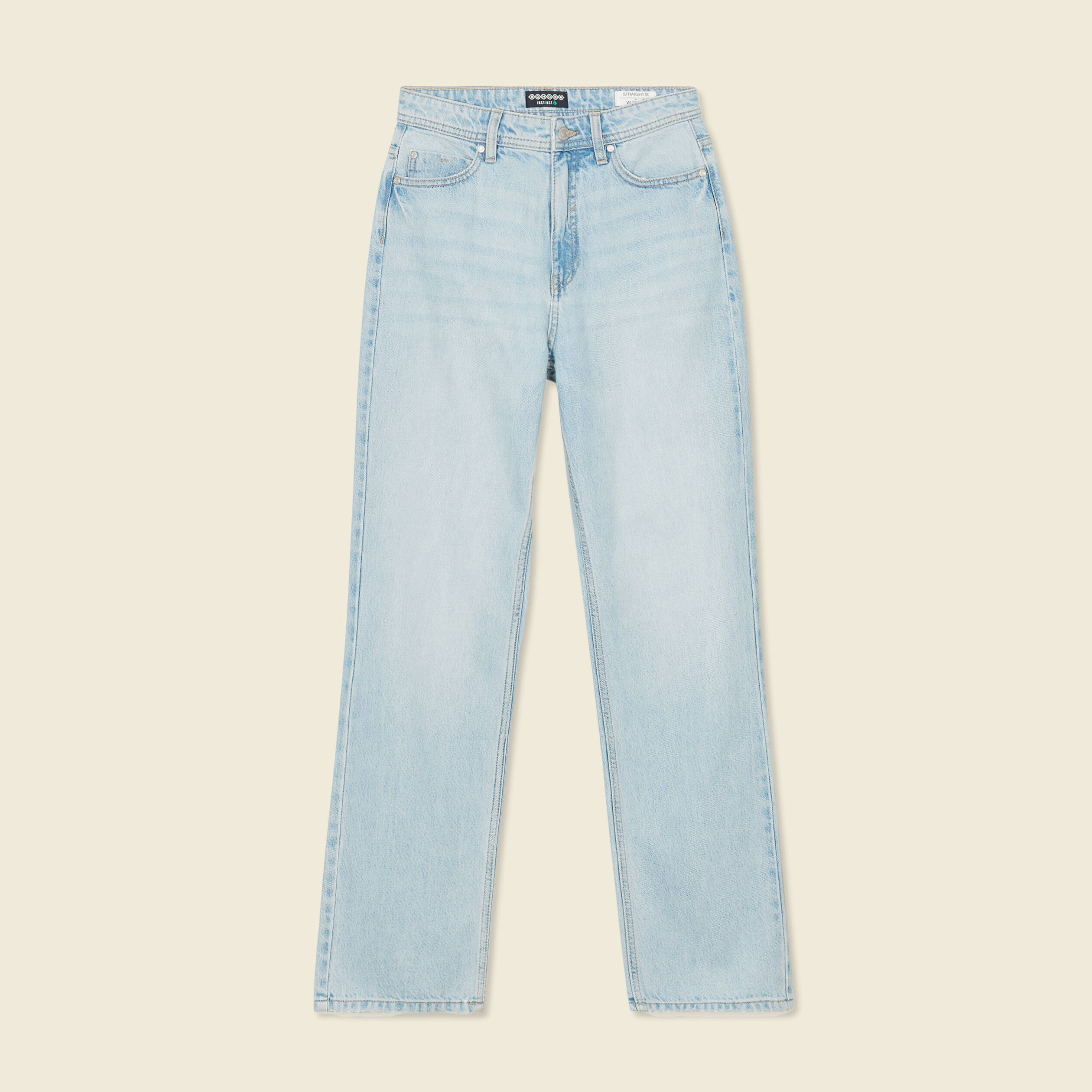 jeans straight taille haute denim bleach femme Jeans straight taille haute denim bleach femme