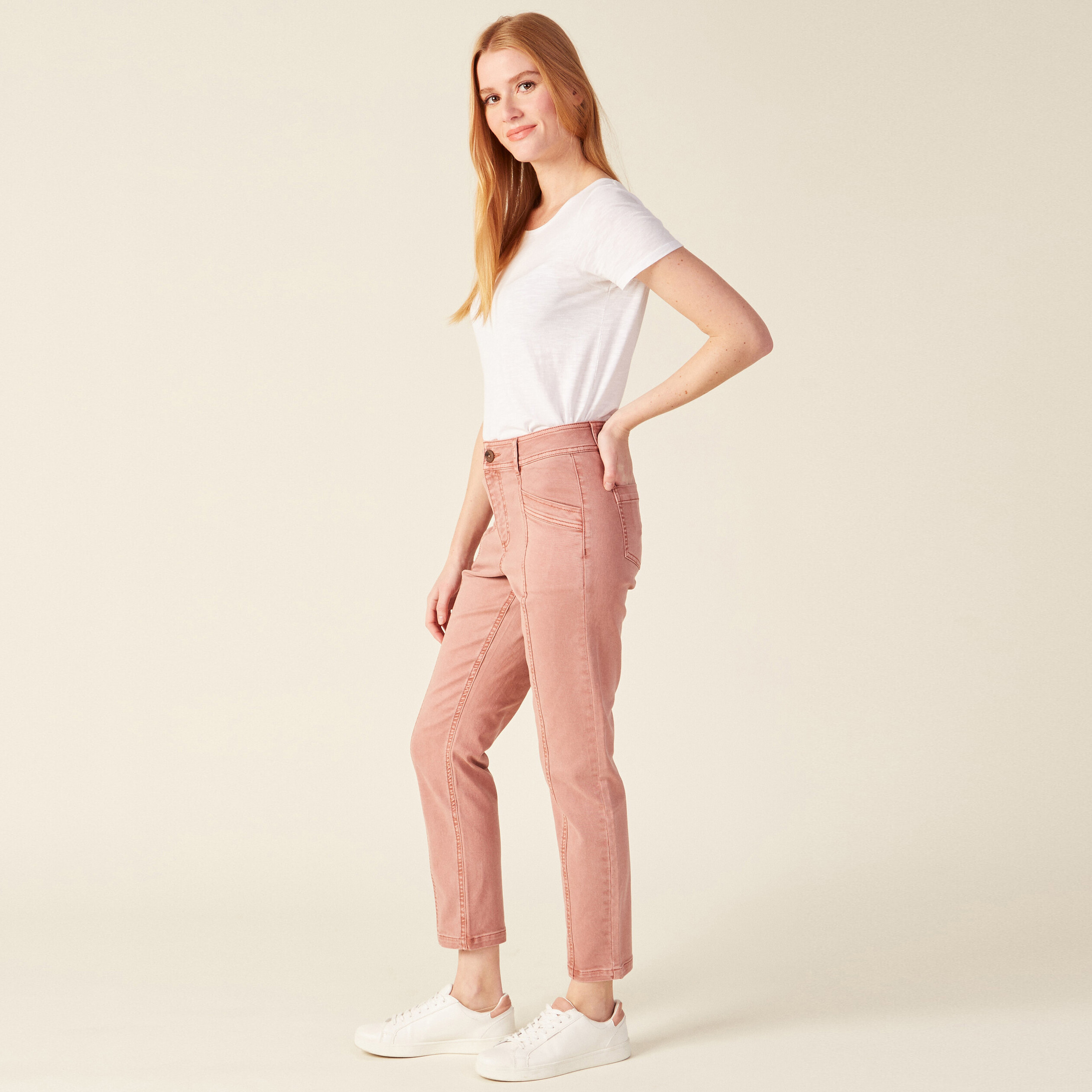 Pantalon slim rose femme