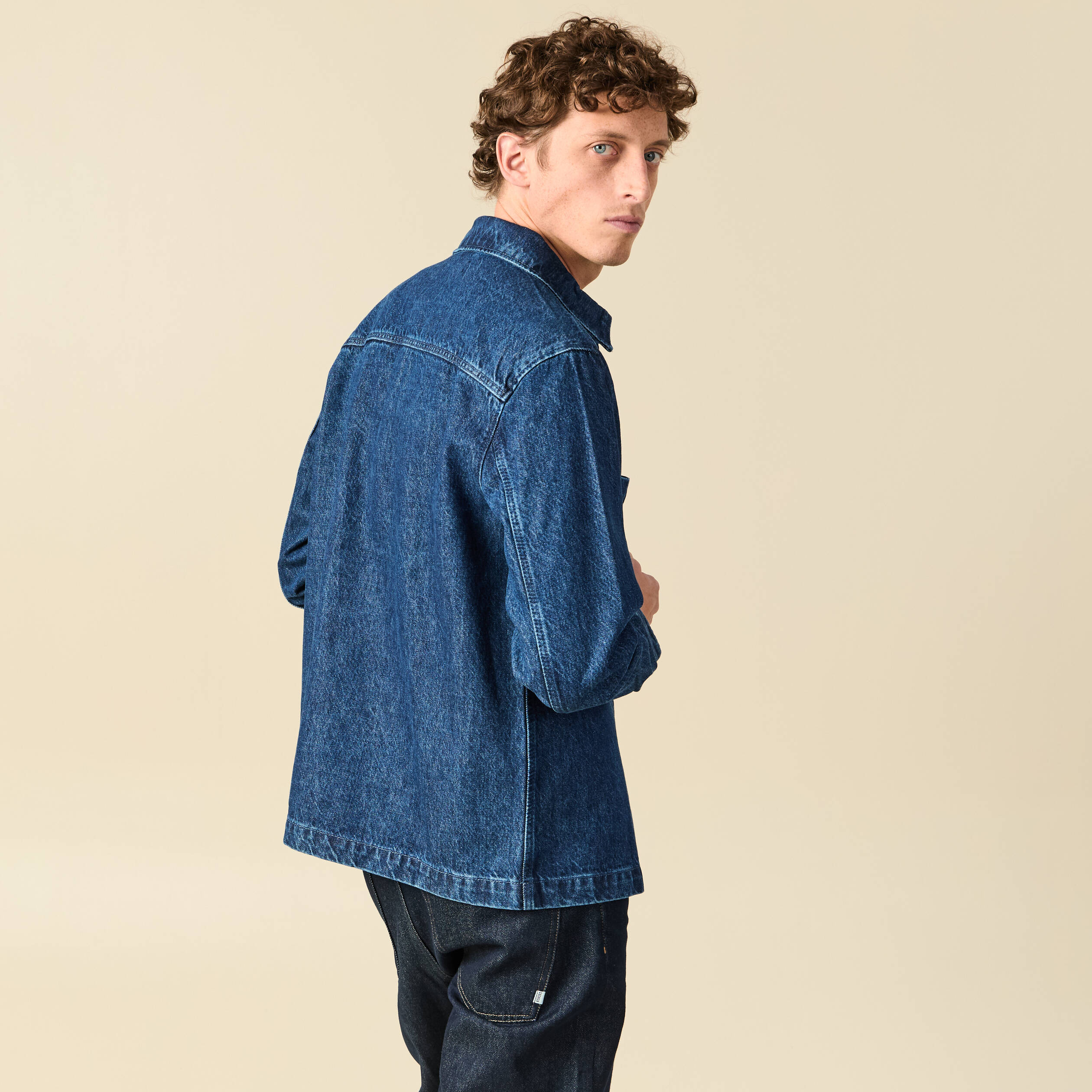 Surchemise en jeans coton coupe droite denim stone homme