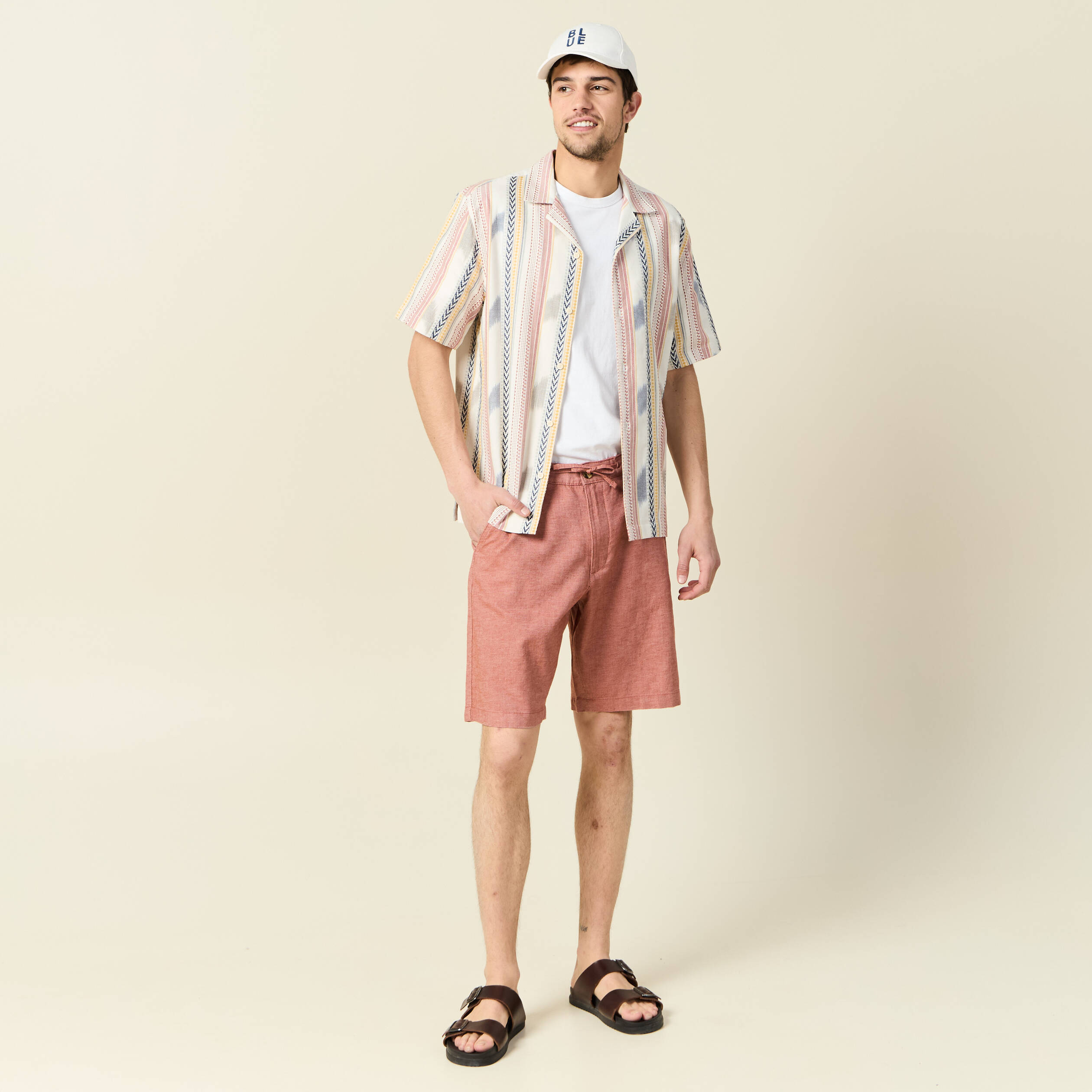 Bermuda droit marron cognac homme