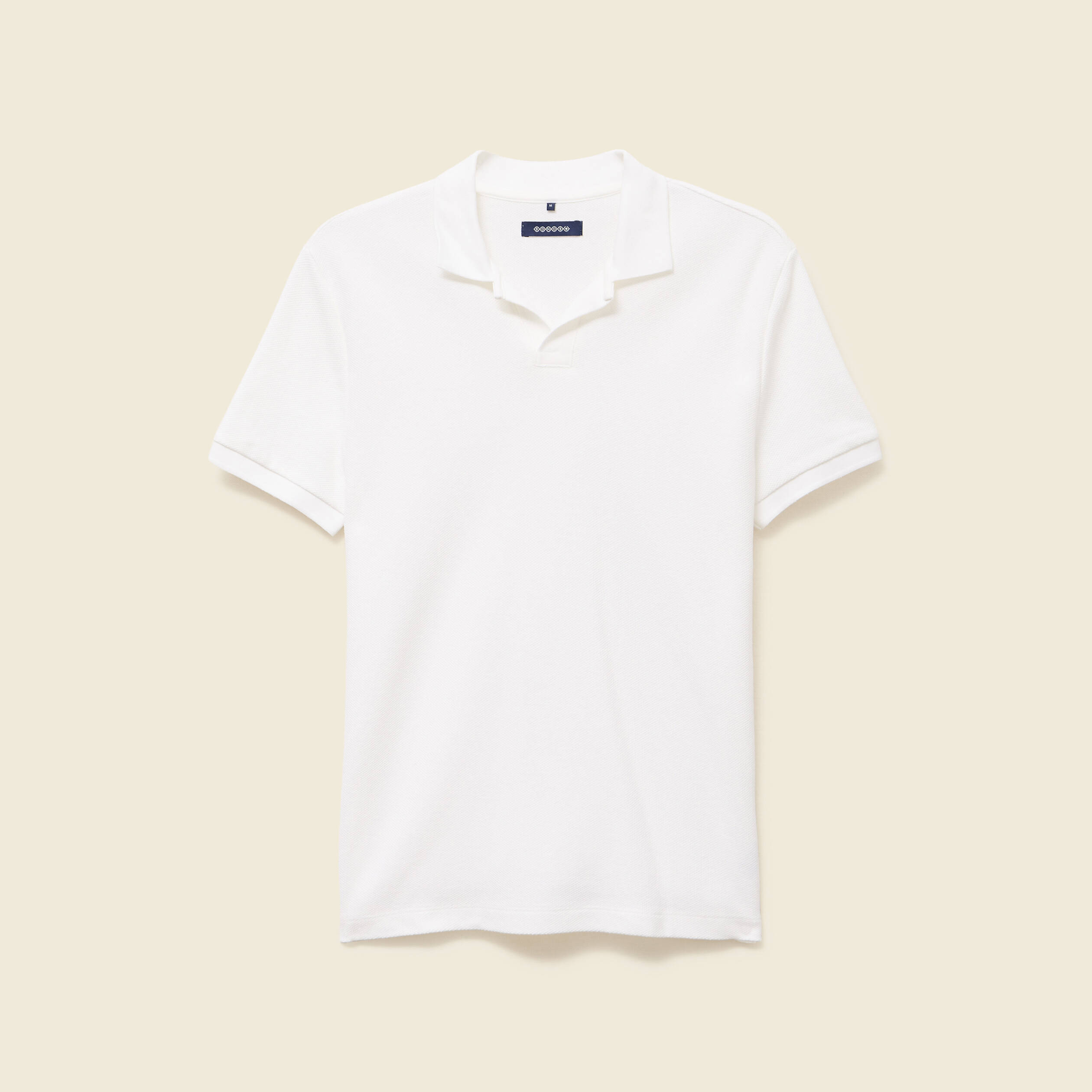 Polo cintr&eacute; manches courtes en coton blanc homme