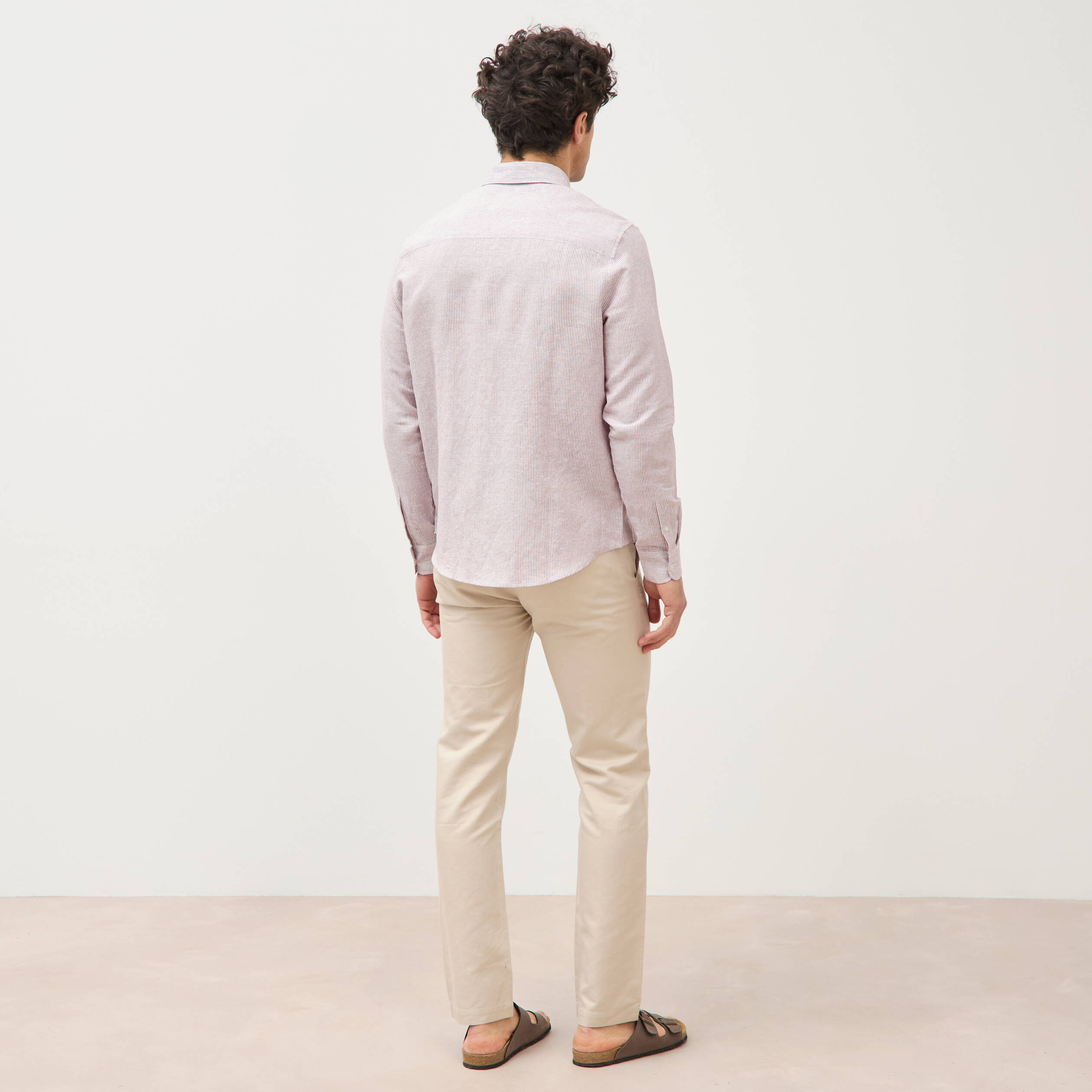 Chemise manches longues vieux rose homme