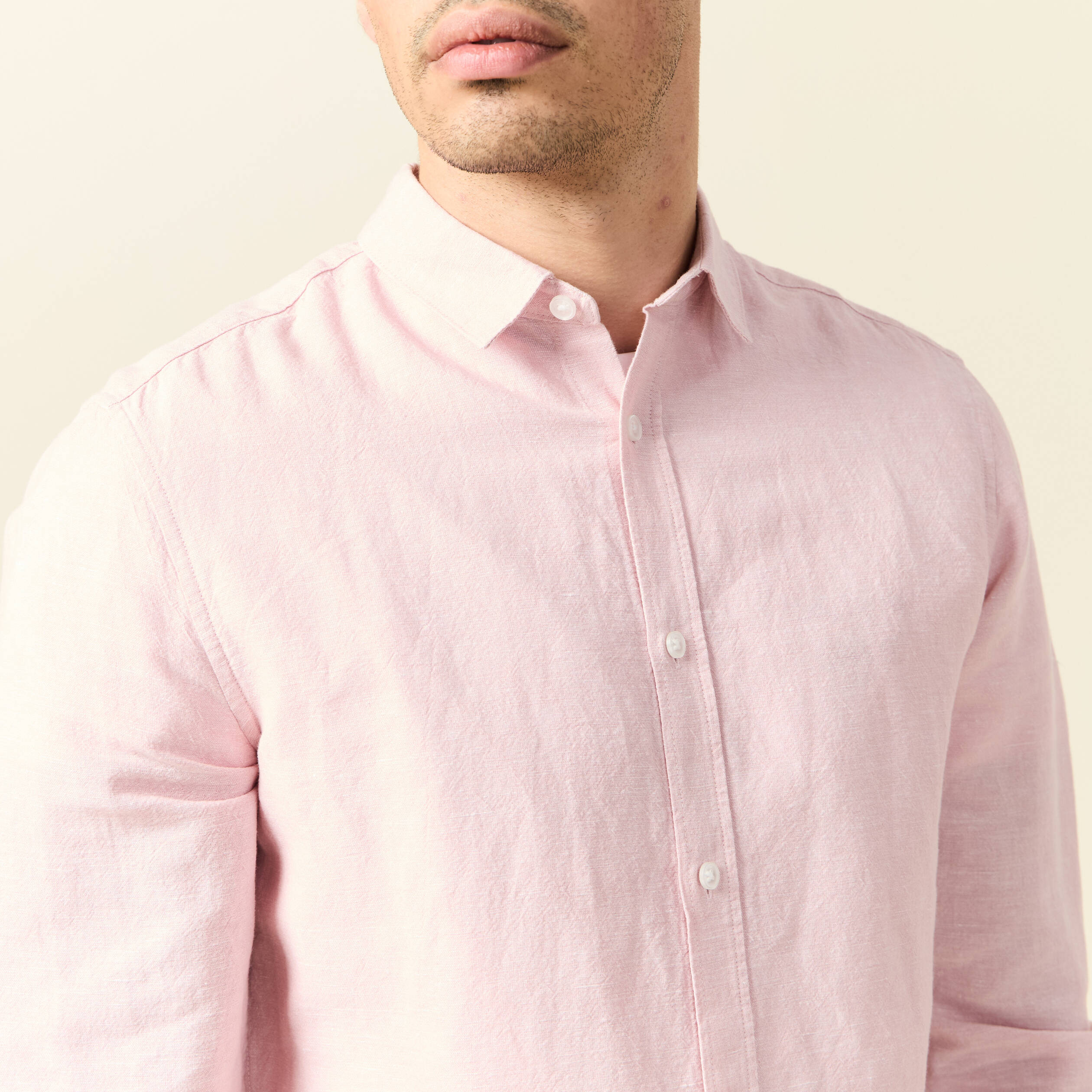 chemise manches longues rose pastel homme Chemise manches longues rose pastel homme