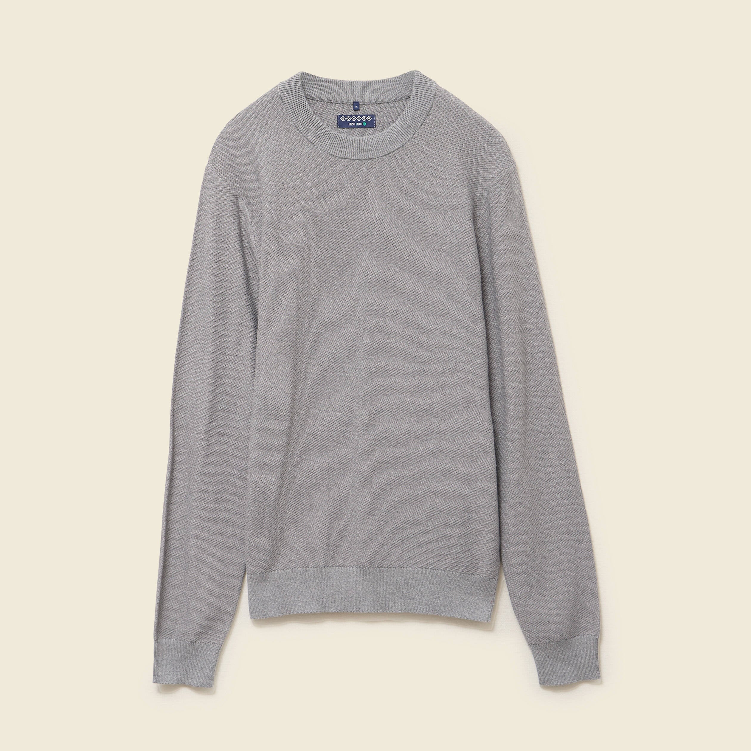 Pull col rond manches longues gris homme