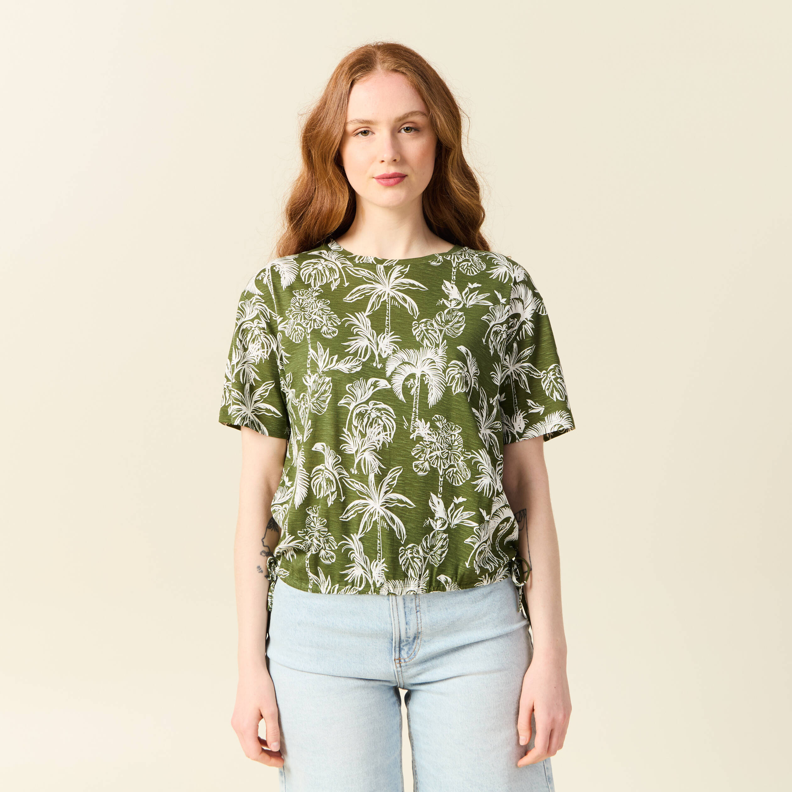 T-shirt oversize manches courtes vert femme