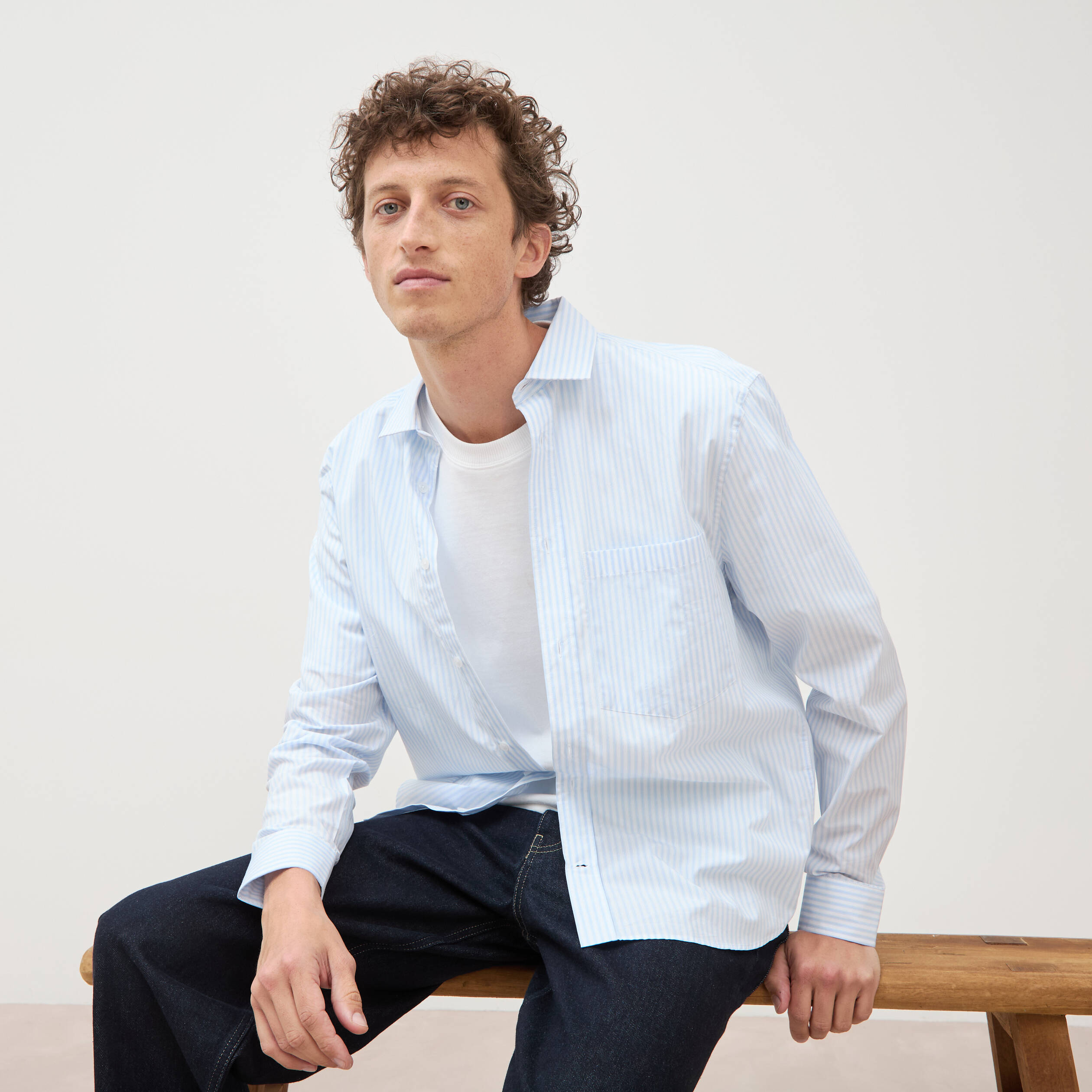 Chemise boyfriend en coton ecru homme