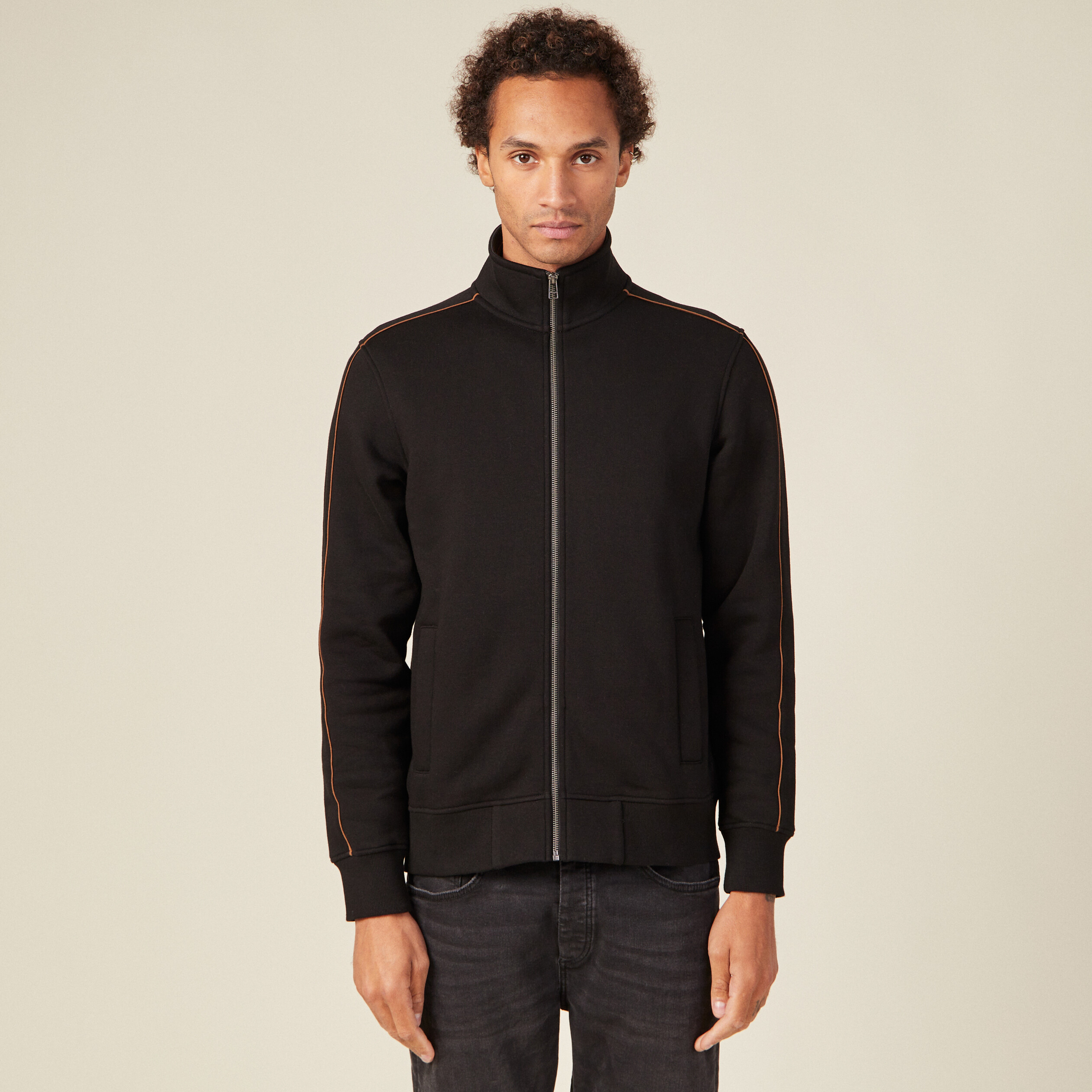 Gilet zippé col montant noir homme