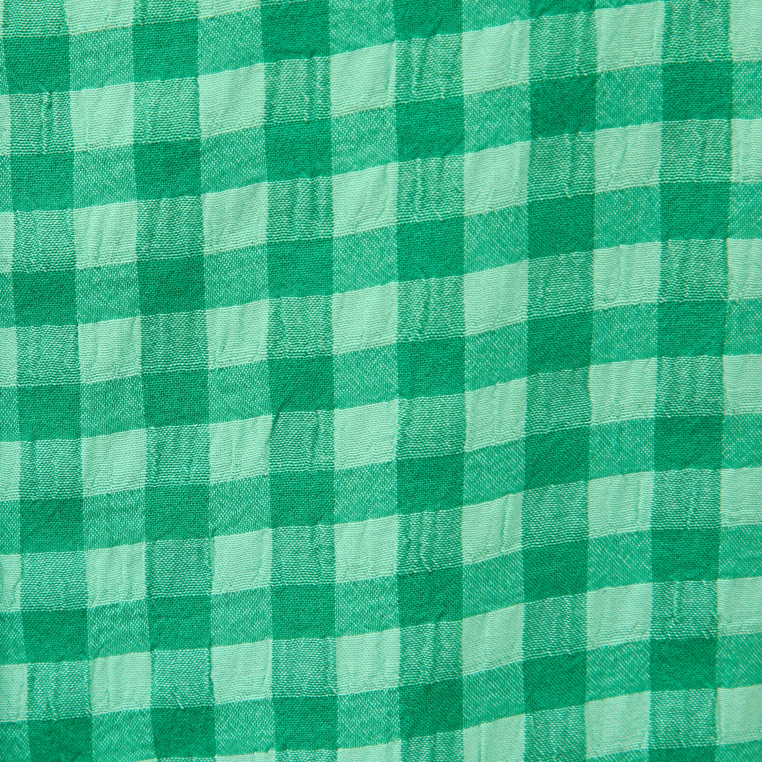 Blouse vichy droite cropped sans manches vert femme