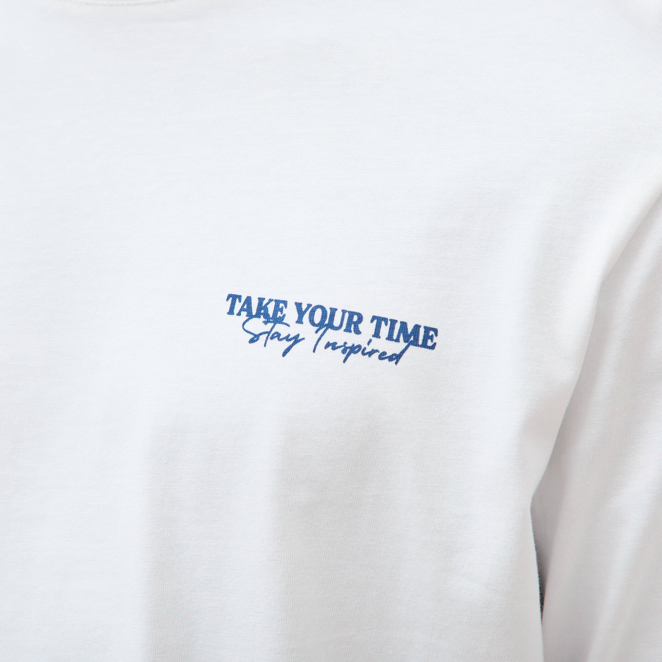 T-shirt droit en coton manches longues blanc homme