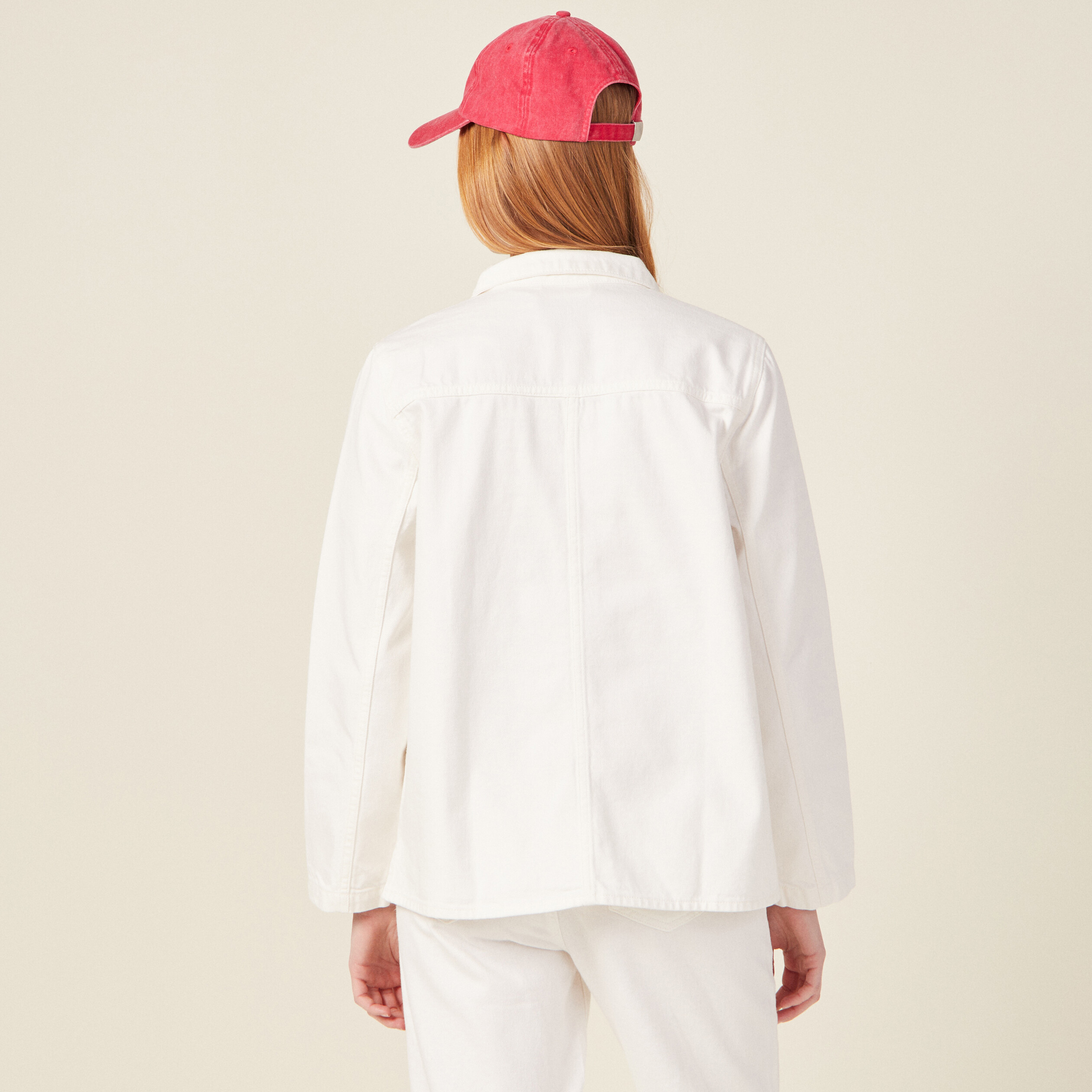 Surchemise droite boutonnée ecru femme