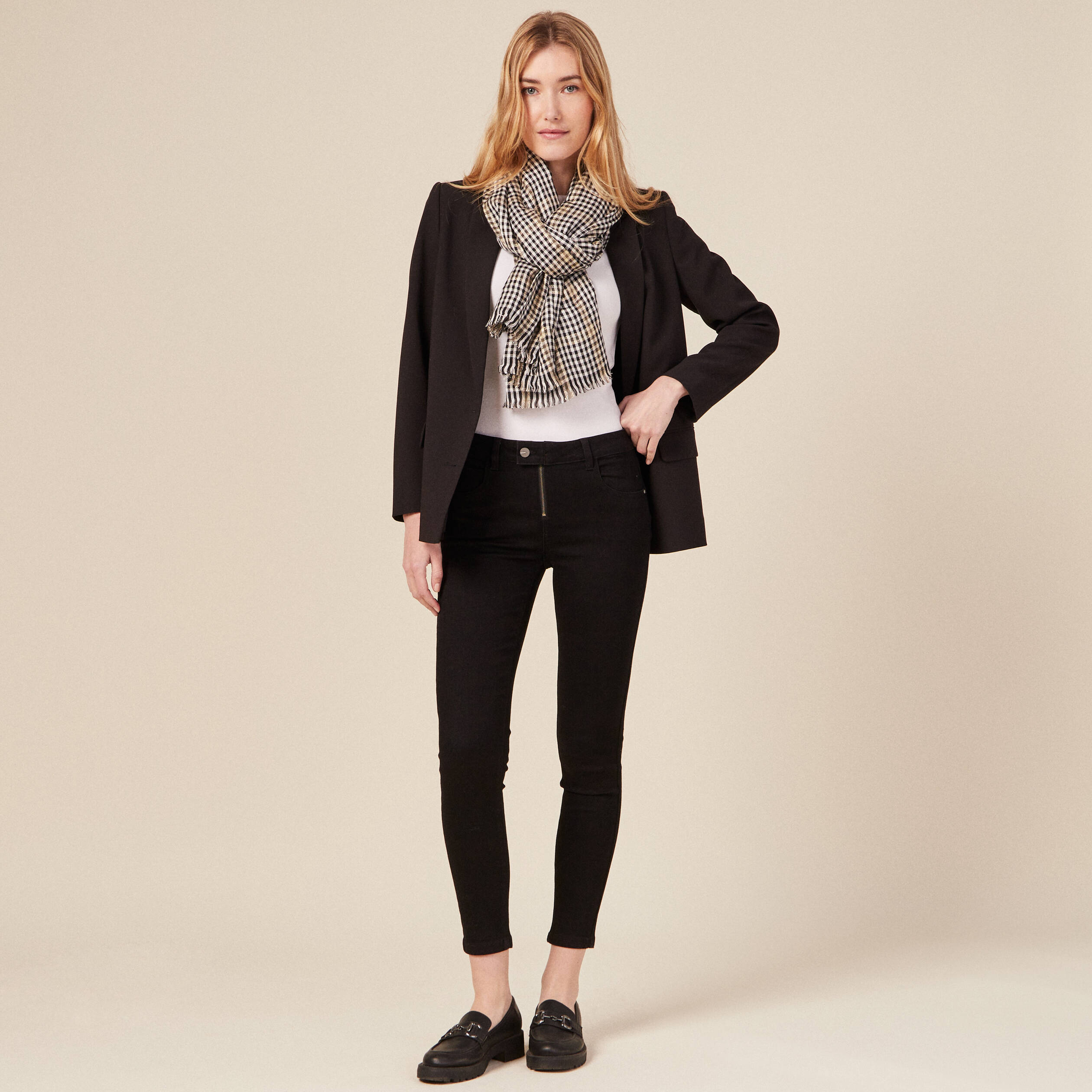 jeans skinny zippe denim noir femme Jeans skinny zippé denim noir femme