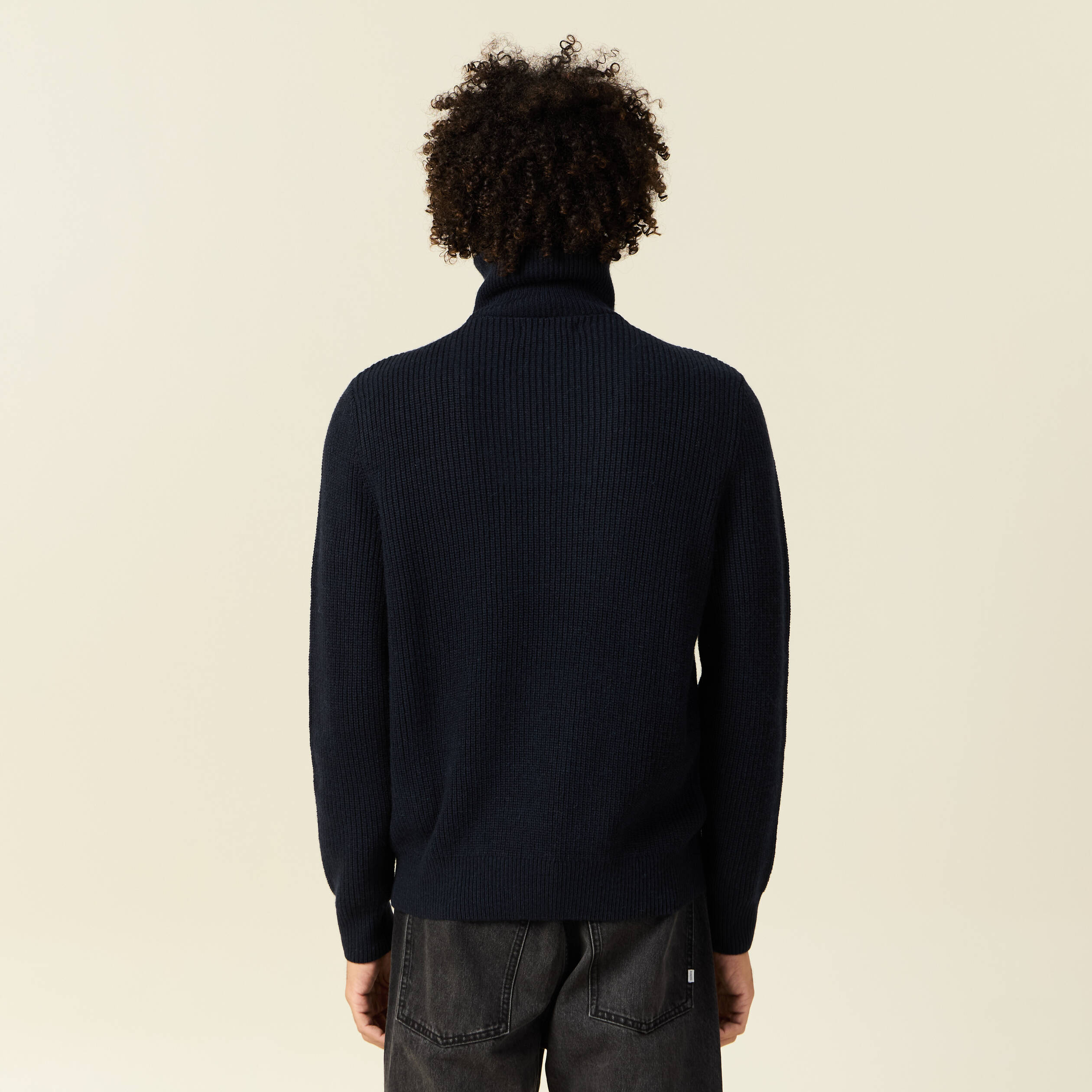 Pull col camionneur bleu marine homme