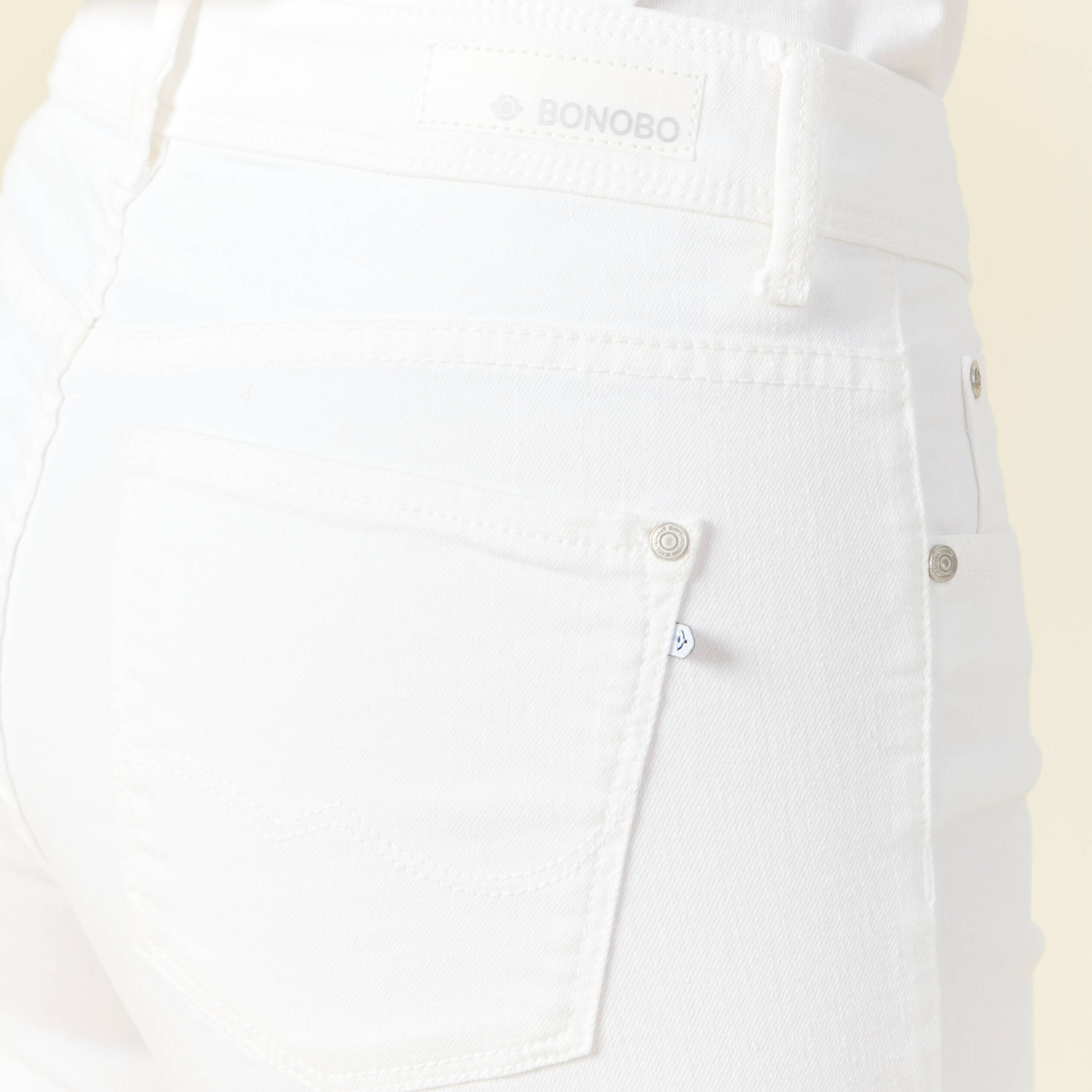 jeans girlfriend taille haute denim blanc femme Jeans girlfriend taille haute denim blanc femme