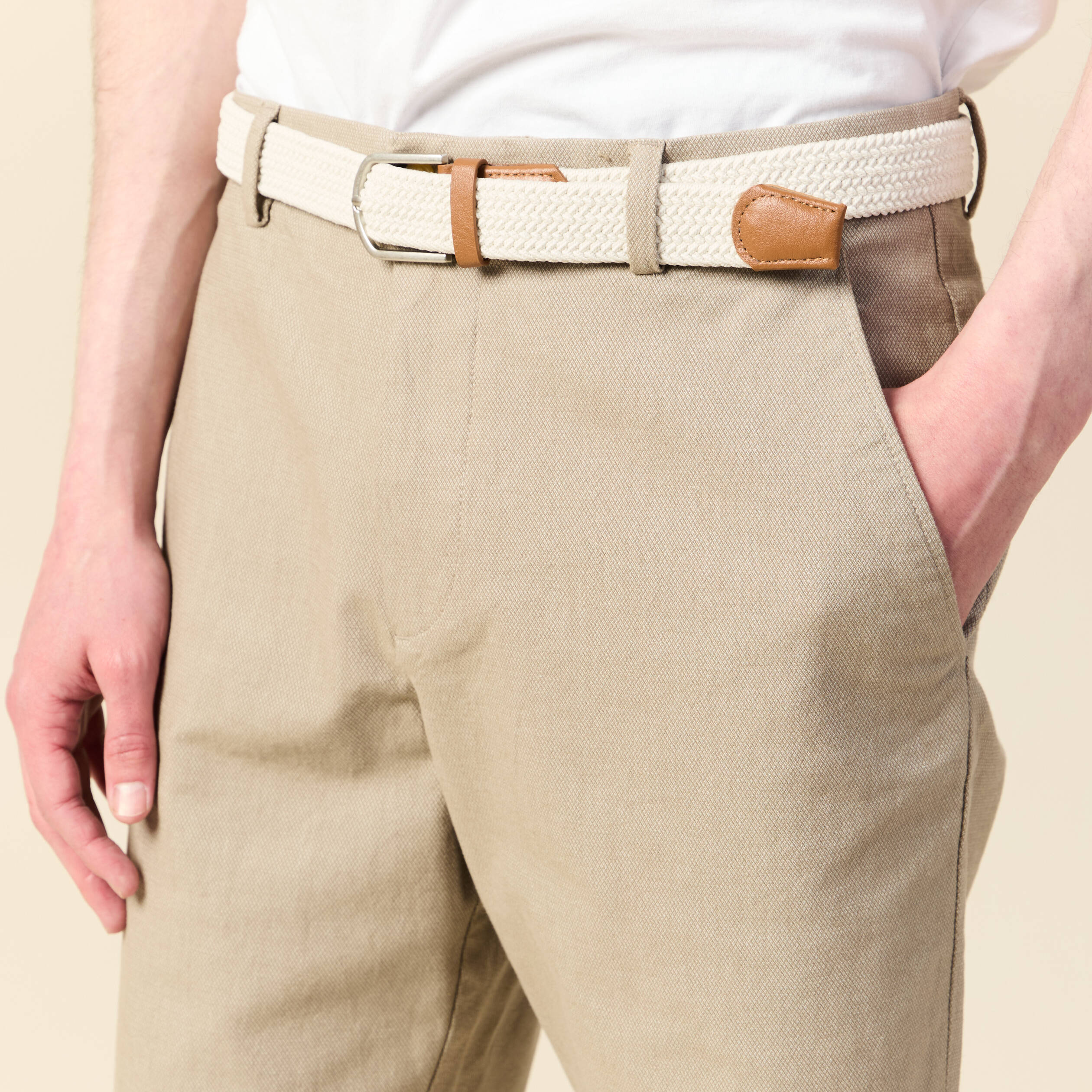 Bermuda droit chino ceinture sable homme
