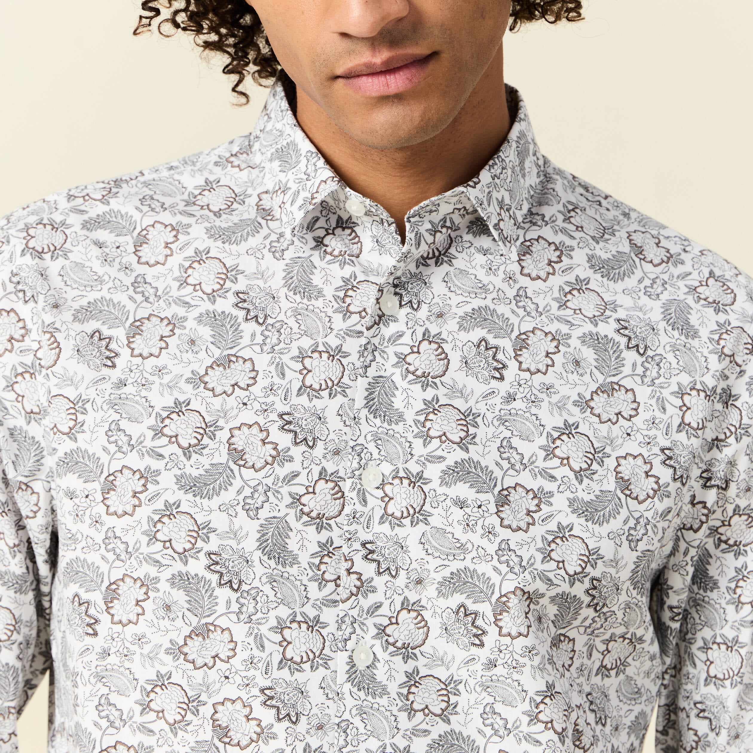 Chemise en coton manches longues blanc homme