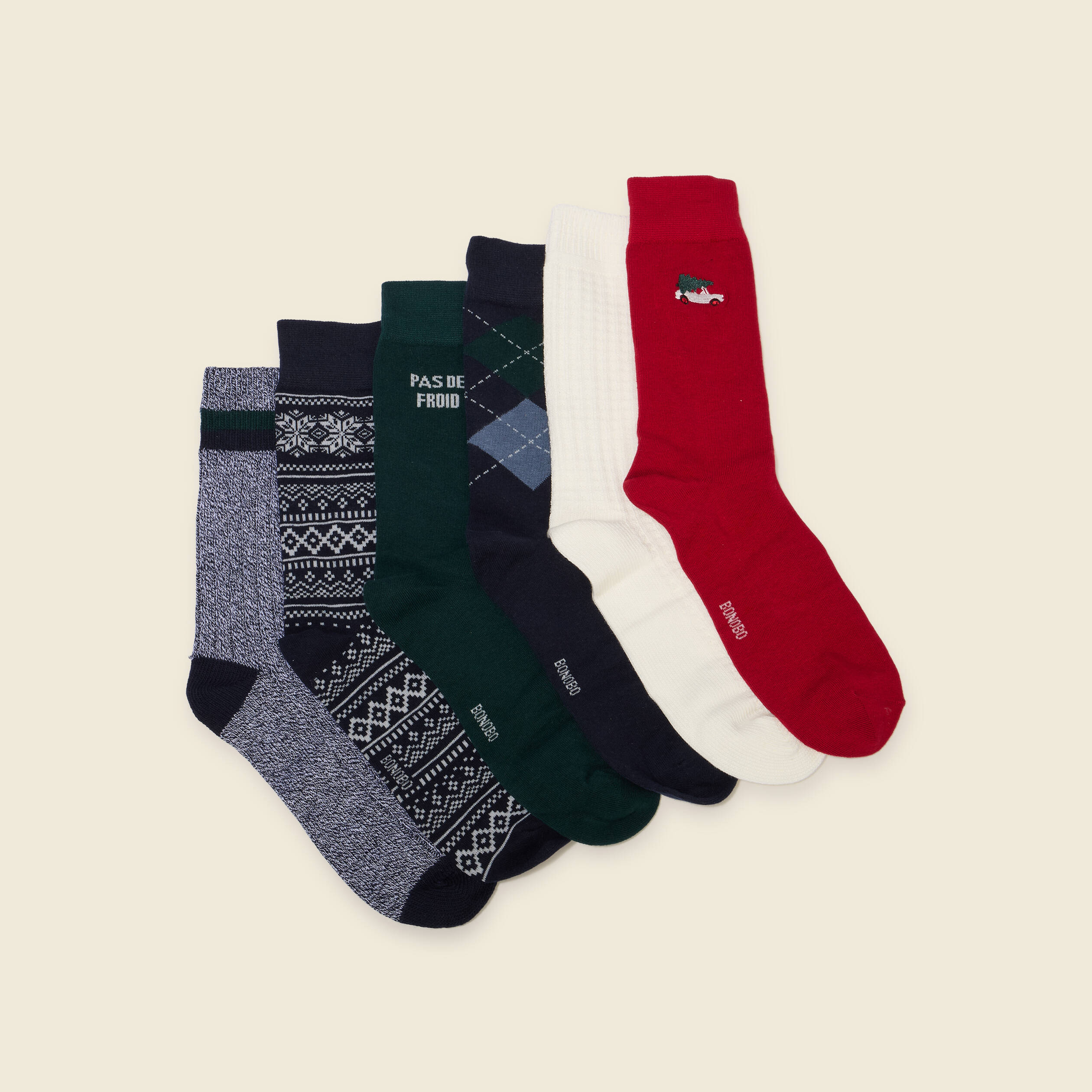 Lot de 6 paires de chaussettes bordeaux homme