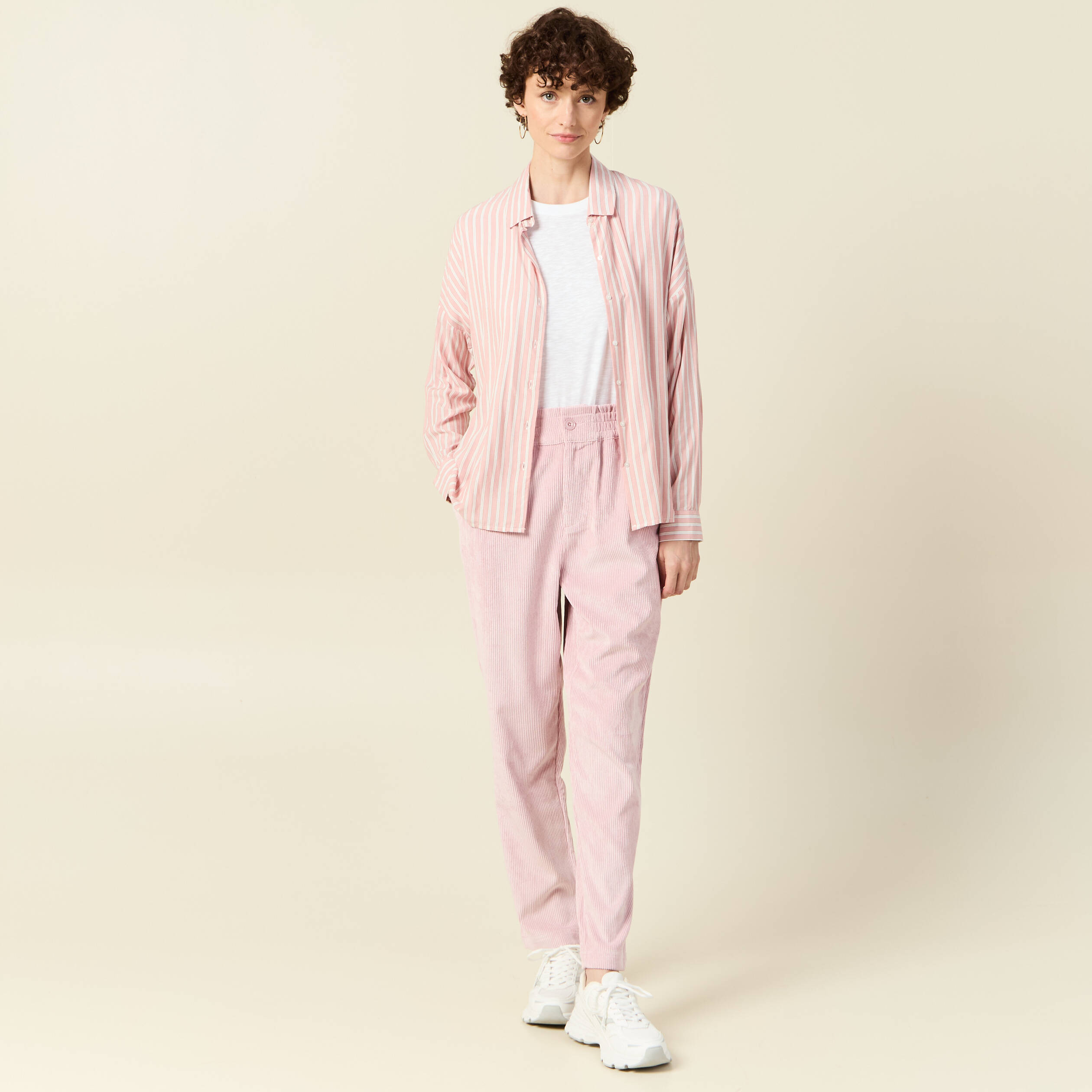 Tregging velours 7/8ème rose pastel femme
