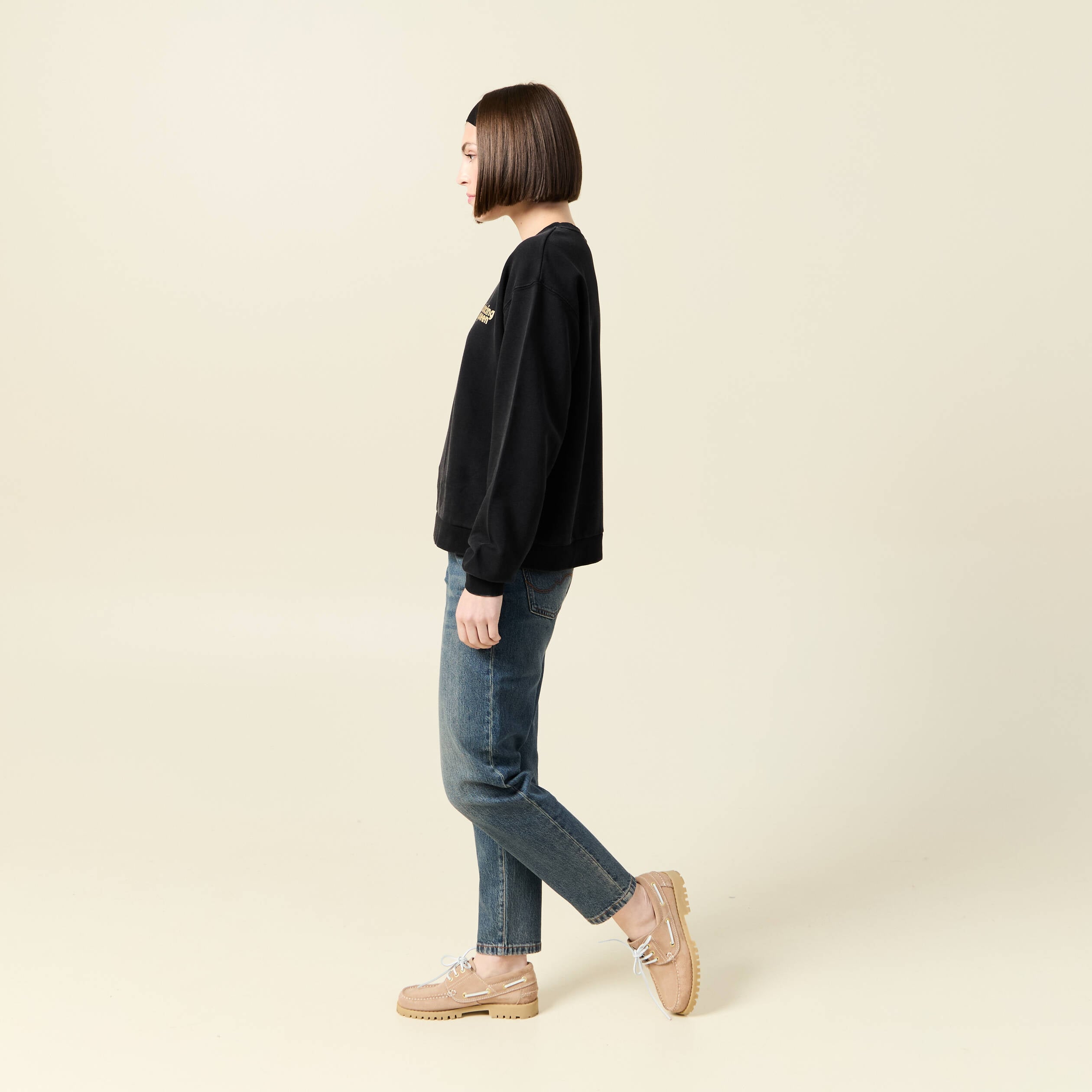 Jeans mom 7/8&egrave;me bleu gris femme